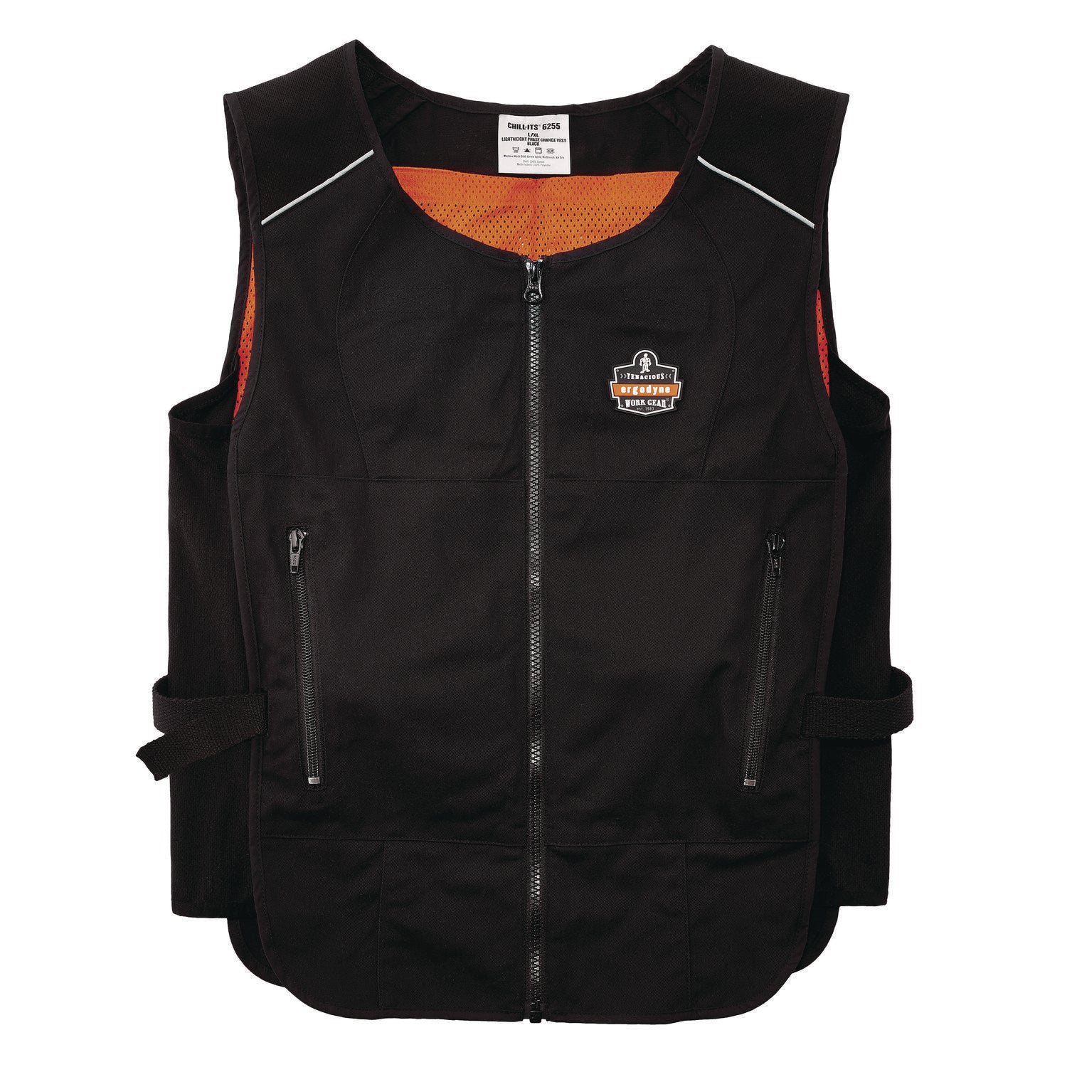 Chill-Its 6260 Lightweight Phase Change Cooling Vest with Packs, Cotton/Poly, 2X-Large/3X-Large, Black, Ships in 1-3 Bus Days - 2