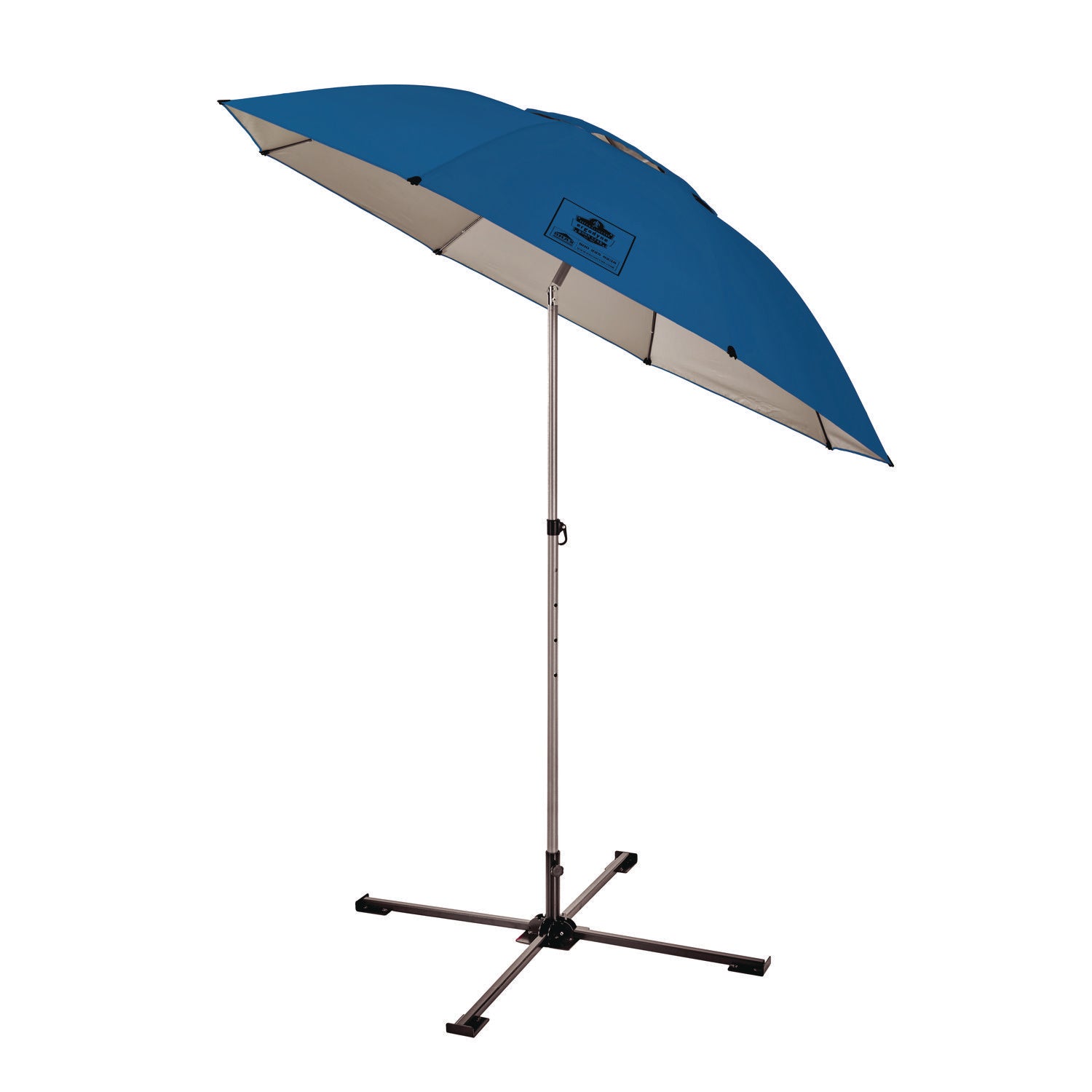 SHAX 6199 Lightweight Work Umbrella and Stand Kit, 90" Span, 92" Long, Blue Canopy, Ships in 1-3 Business Days - 1