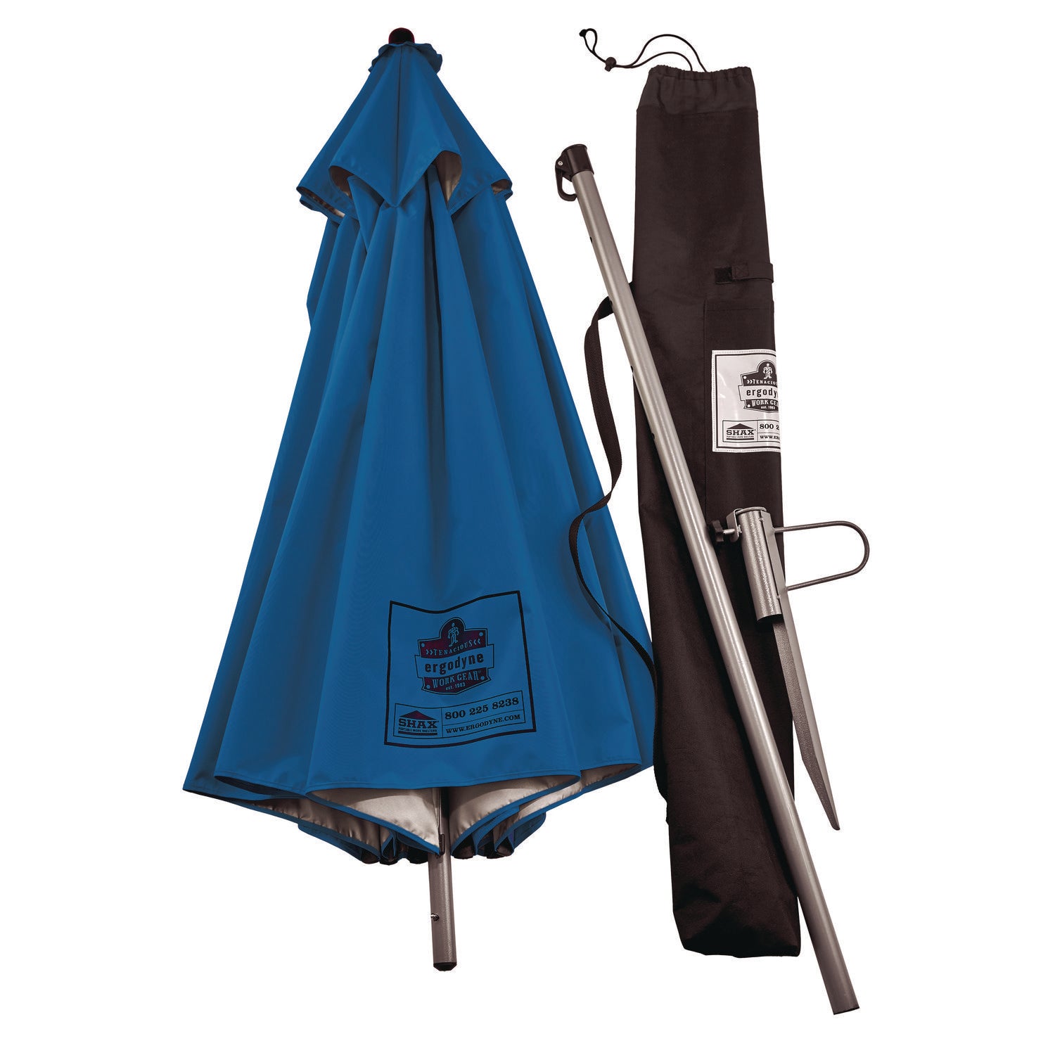 Shax 6100 Lightweight Work Umbrella, 90" Span, 92" Long, Blue Canopy, Ships in 1-3 Business Days - 1