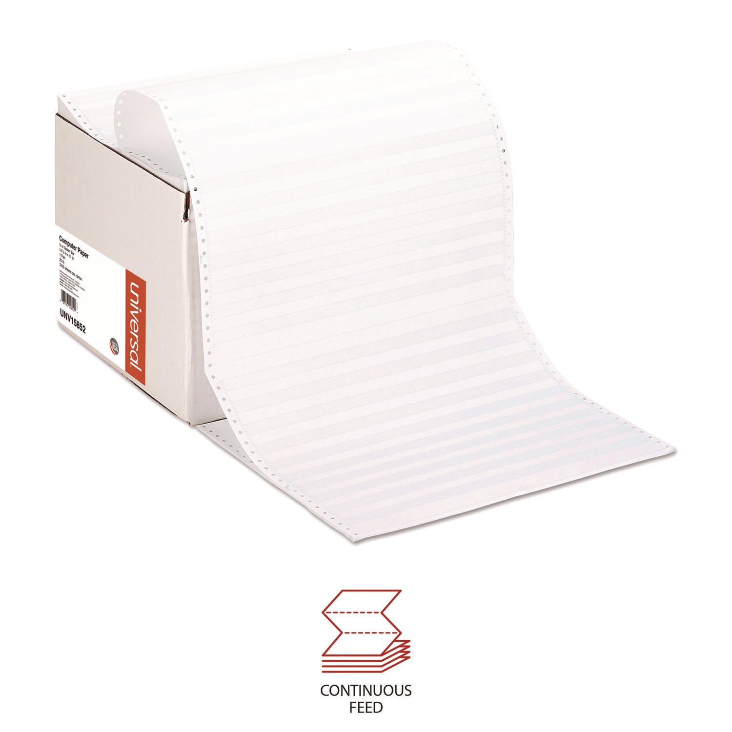 Printout Paper, 1-Part, 20 lb Bond Weight, 14.88 x 11, White/Green Bar, 2,400/Carton - 2