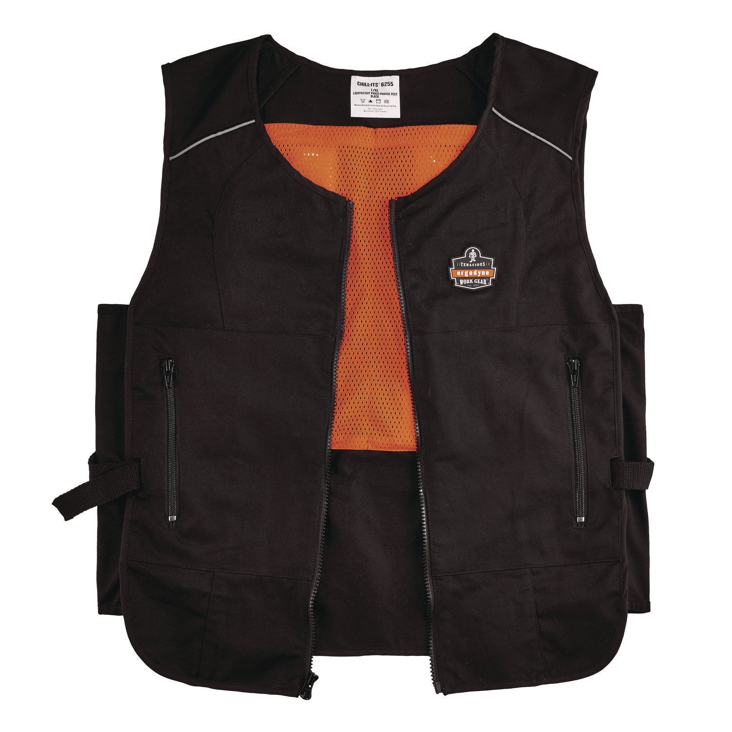 Chill-Its 6260 Lightweight Phase Change Cooling Vest with Packs, Cotton/Poly, 2X-Large/3X-Large, Black, Ships in 1-3 Bus Days - 1