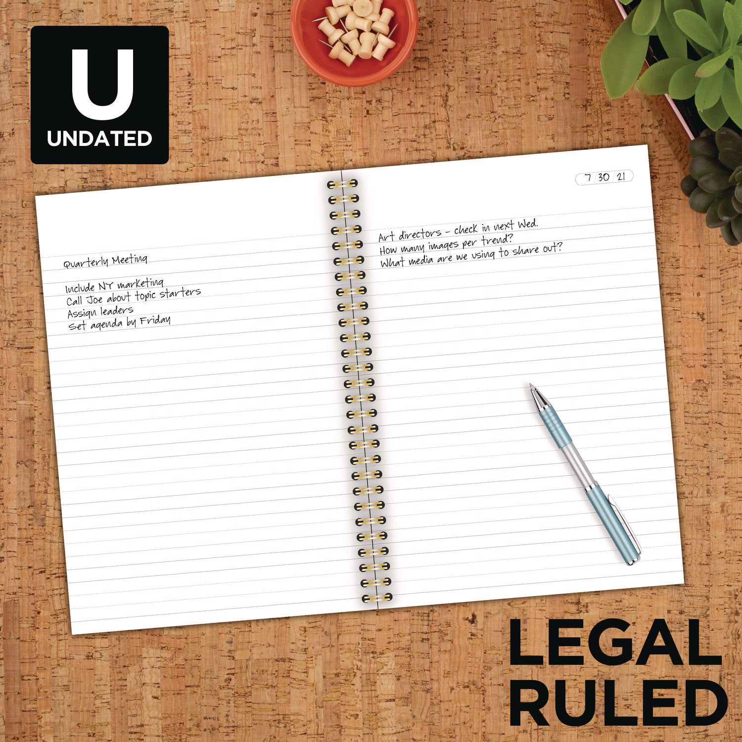 Jewel Tone Notebook, Gold Twin-Wire, 1-Subject, Wide/Legal Rule, Purple Cover, (80) 9.5 x 7.25 Sheets - 2