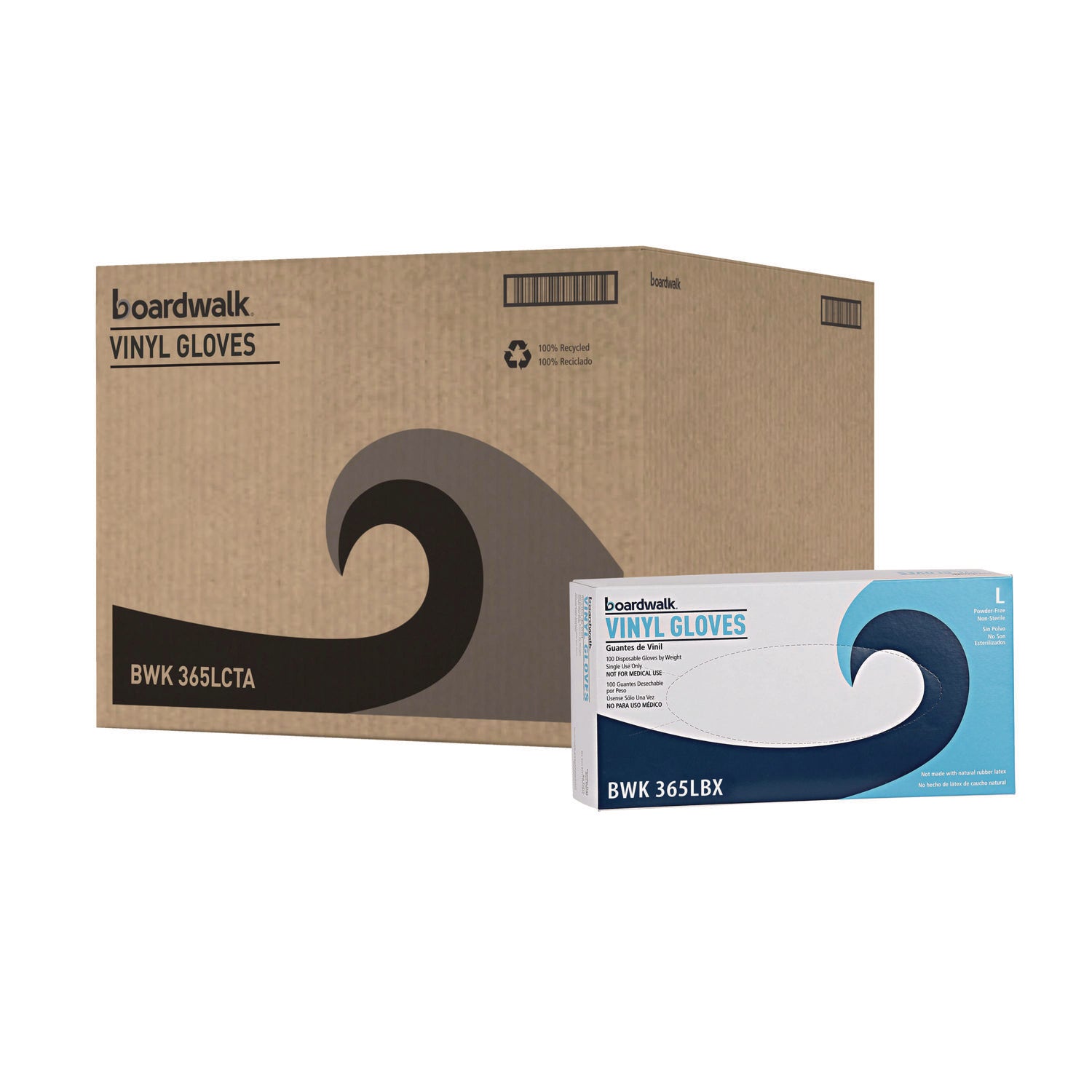 General Purpose Vinyl Gloves, Powder/Latex-Free, 2.6 mil, Large, Clear, 100/Box, 10 Boxes/Carton - 1