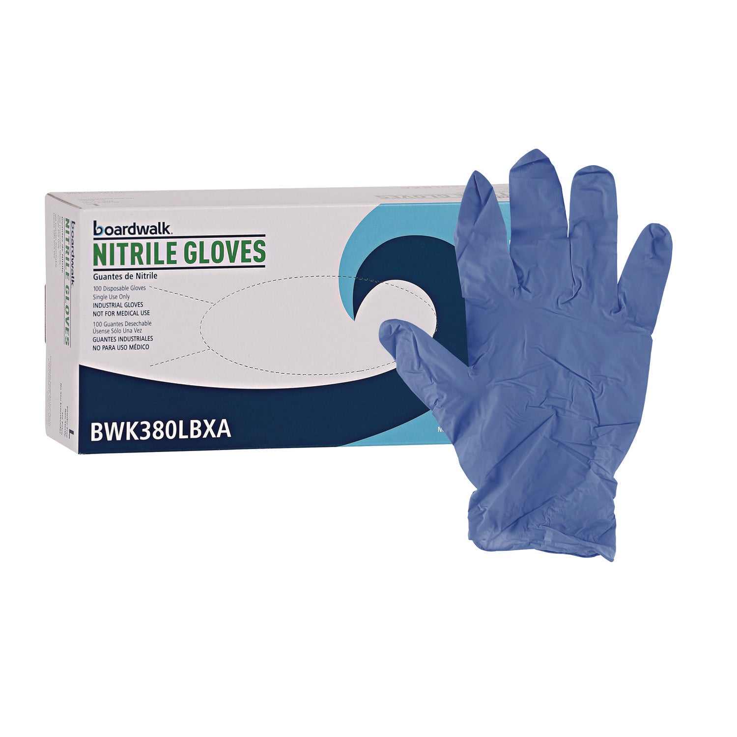 Disposable General-Purpose Nitrile Gloves, Large, Blue, 4 mil, 100/Box - 1