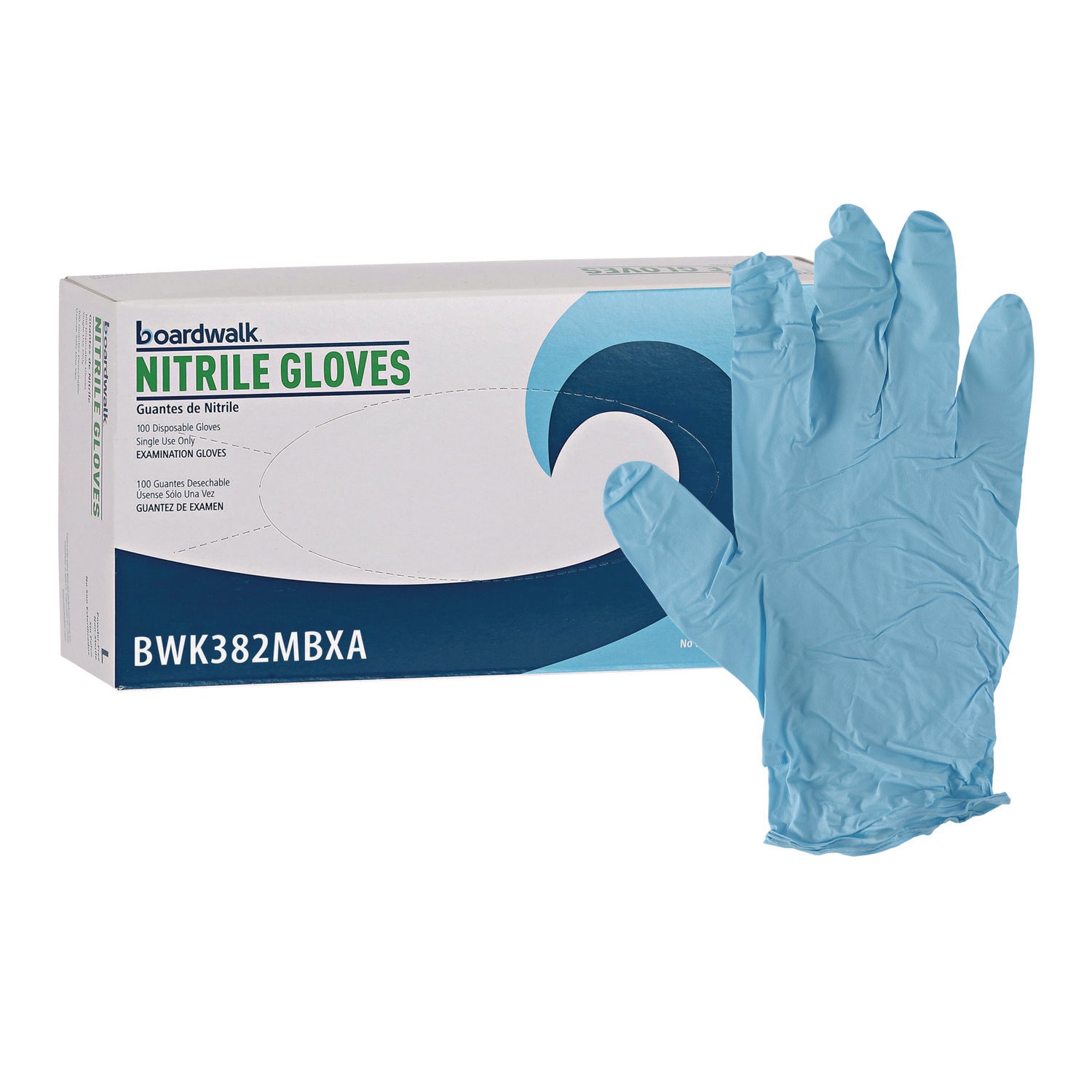 Disposable Examination Nitrile Gloves, Medium, Blue, 5 mil, 1,000/Carton - 2