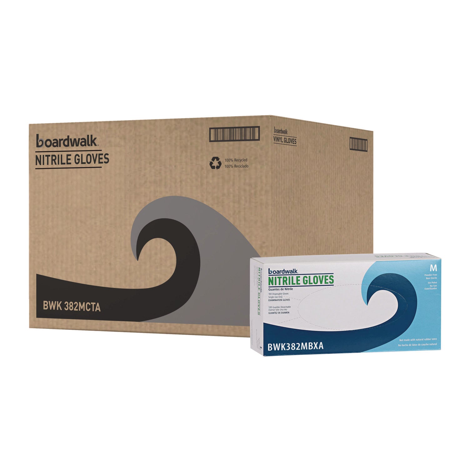 Disposable Examination Nitrile Gloves, Medium, Blue, 5 mil, 1,000/Carton - 1