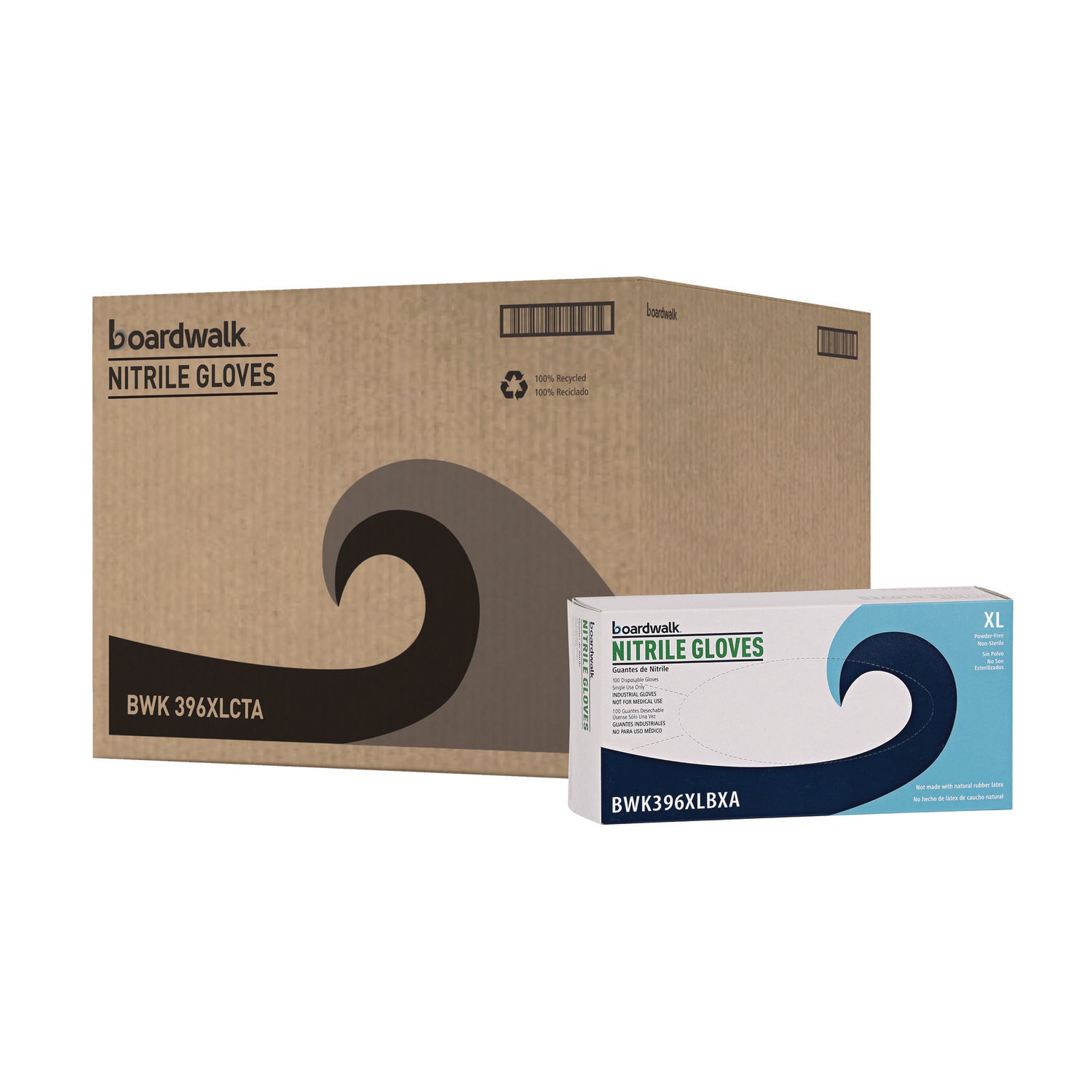 Disposable General-Purpose Powder-Free Nitrile Gloves, X-Large, Black, 4.4 mil, 100/Box, 10 Boxes/Carton - 1