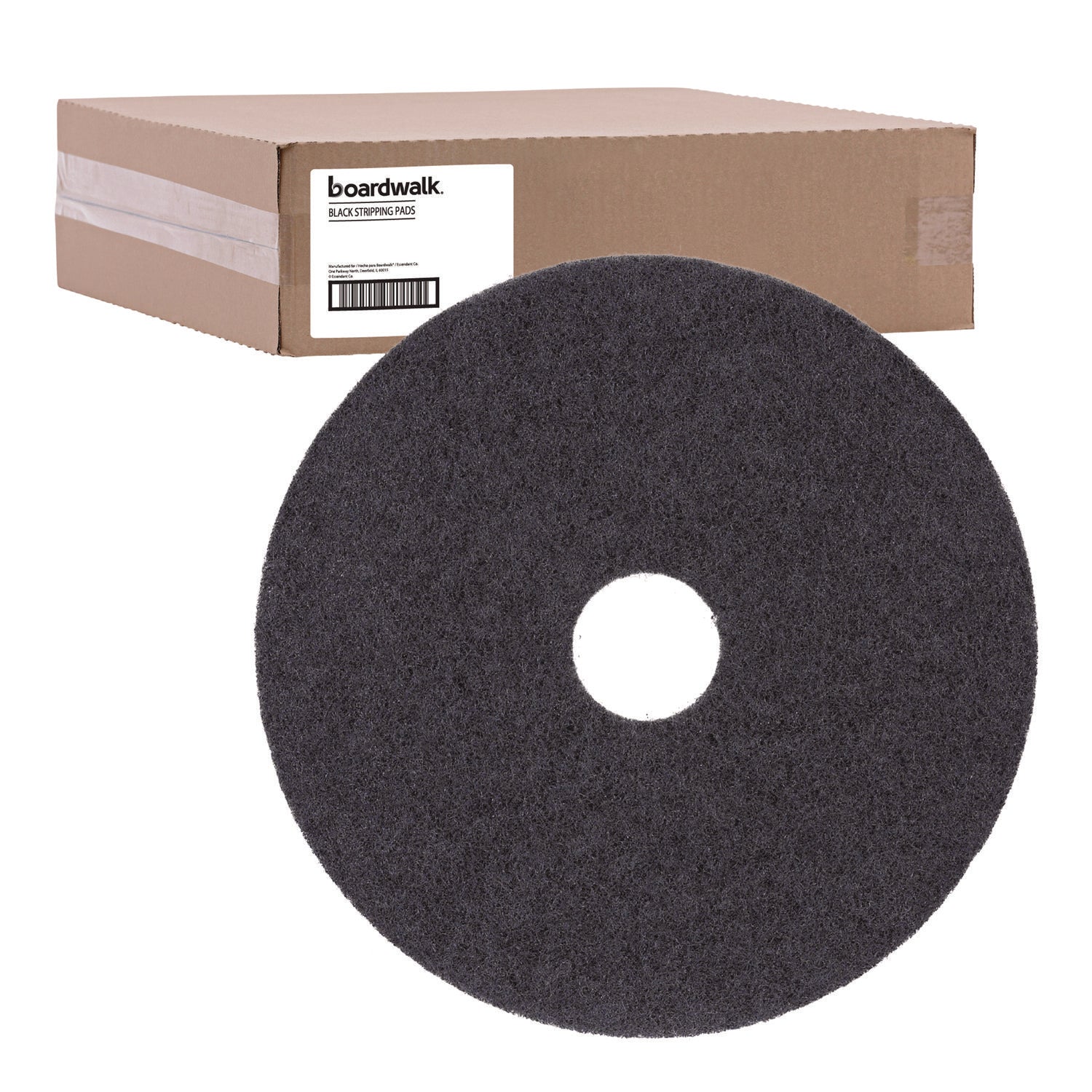 Stripping Floor Pads, 15" Diameter, Black, 5/Carton - 1