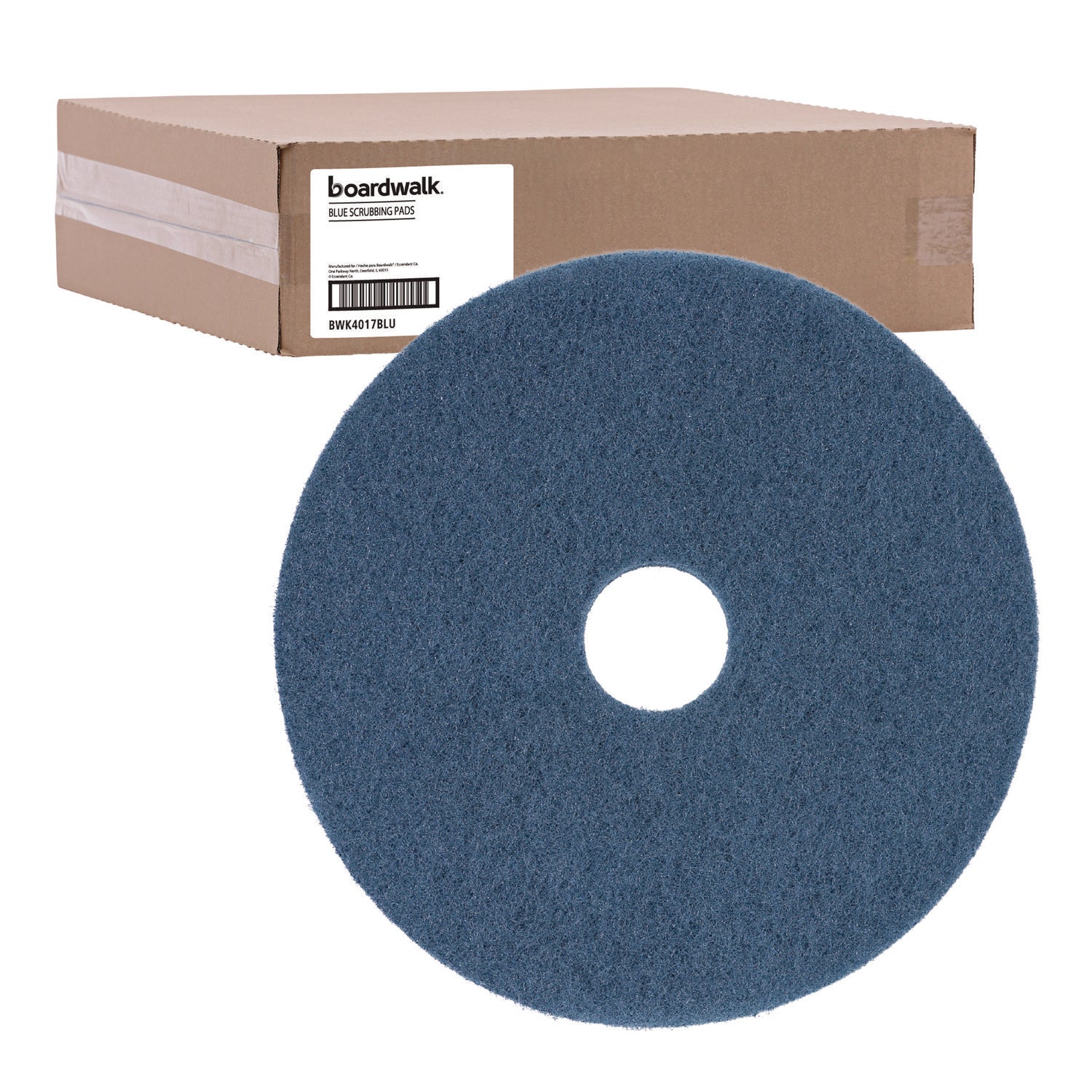 Scrubbing Floor Pads, 17" Diameter, Blue, 5/Carton - 1