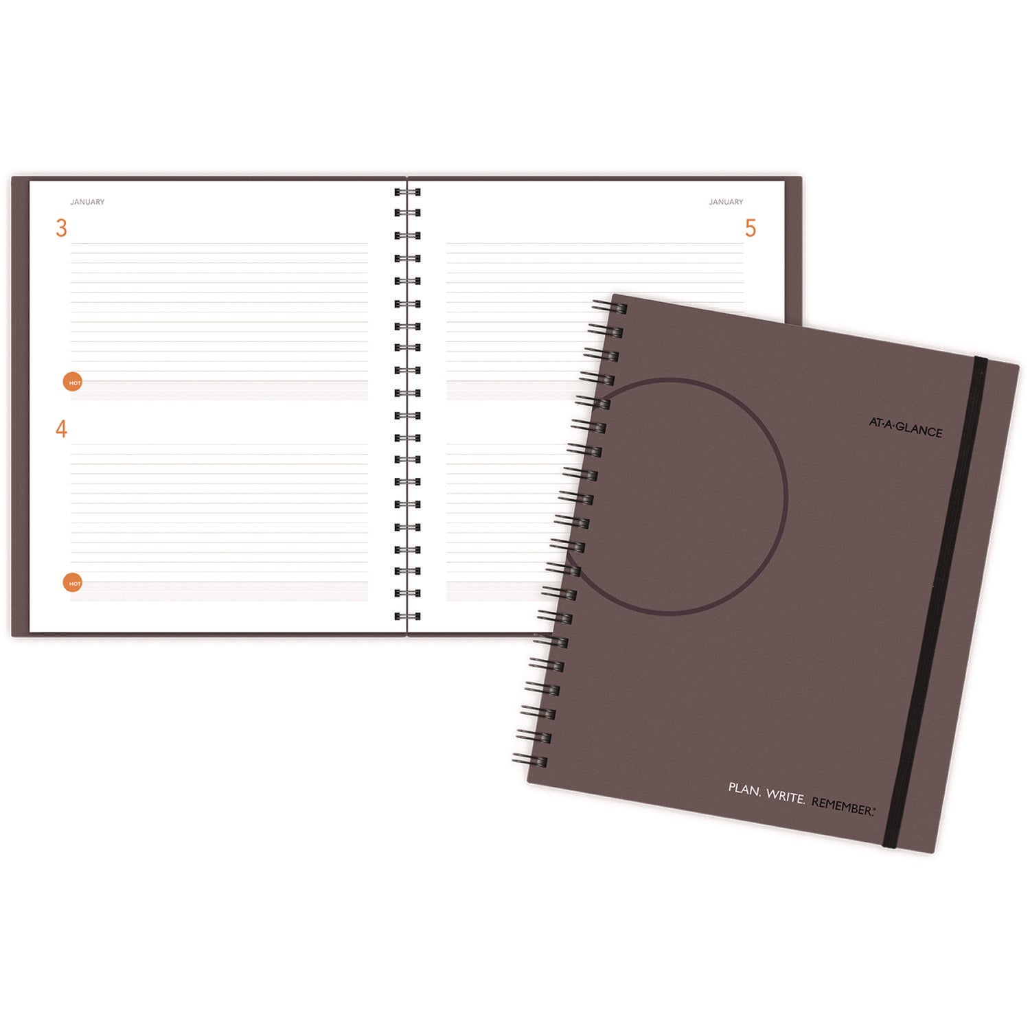 Plan. Write. Remember. Planning Notebook Two Days Per Page , 11 x 8.38, Gray Cover, Undated - 1