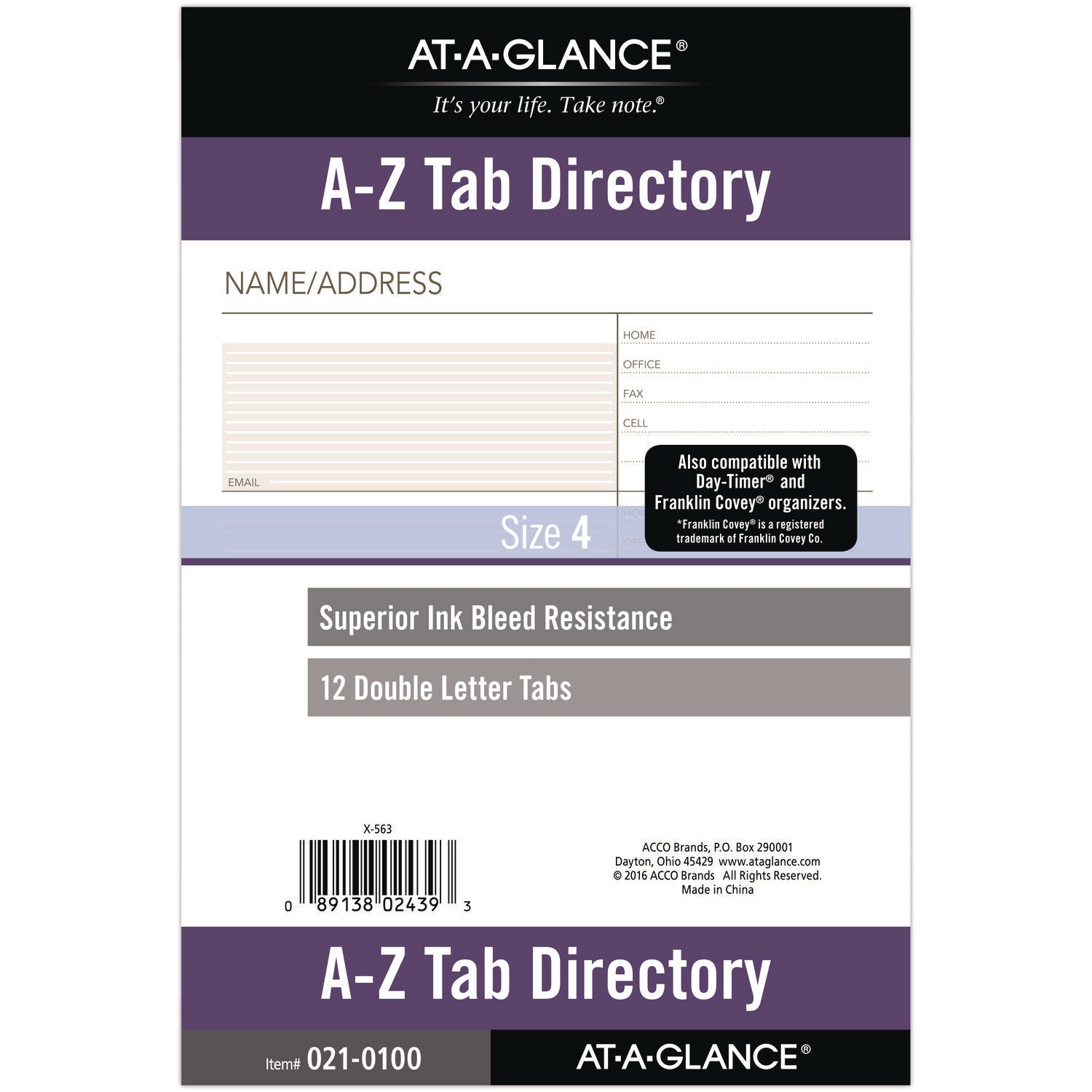 Telephone/Address 1/12-Cut A-Z Tab Refill for Planners/Organizers, 8.5 x 5.5, White Sheets, Undated - 1