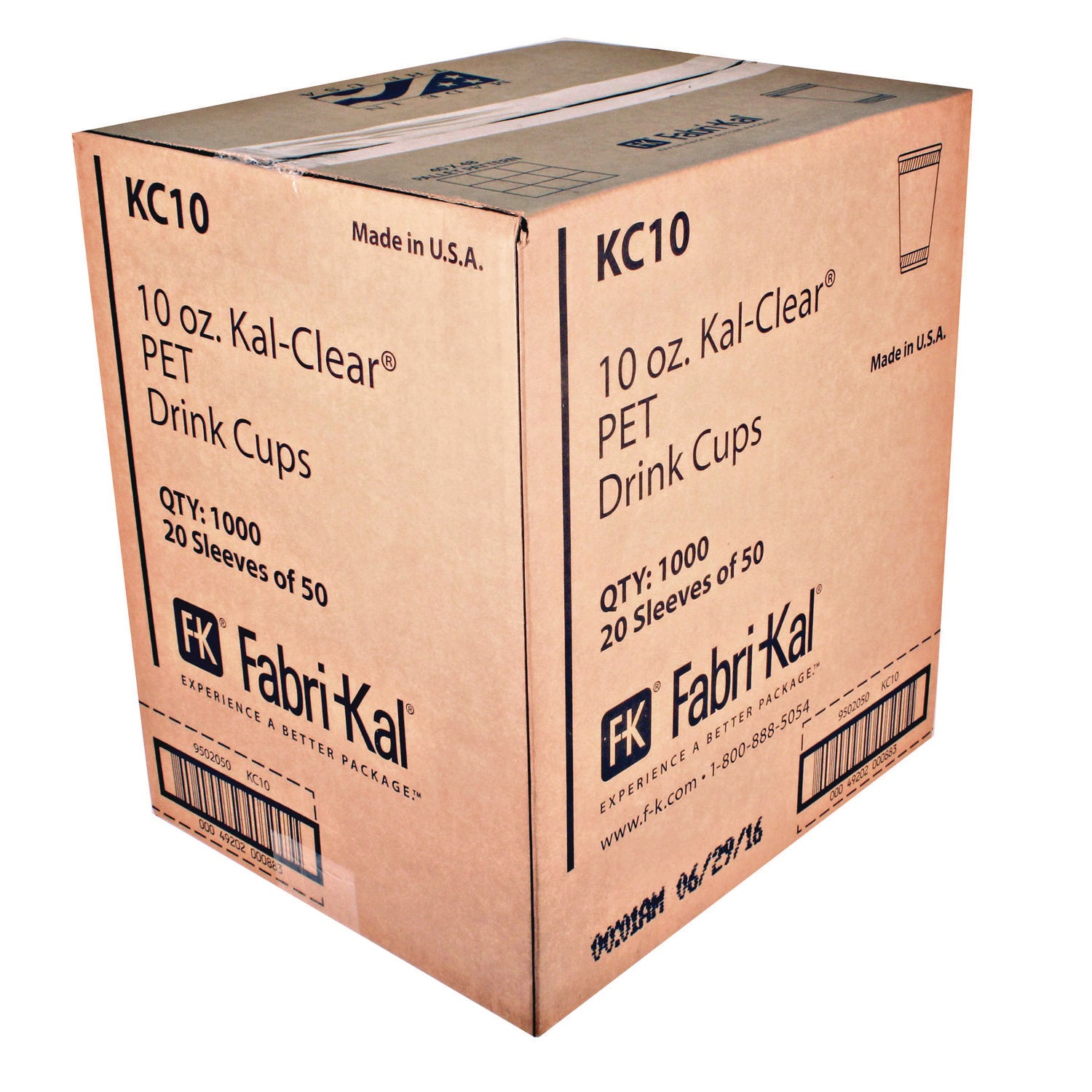 Kal-Clear PET Cold Drink Cups, 10 oz, Clear, 50/Bag, 20 Bags/Carton - 2