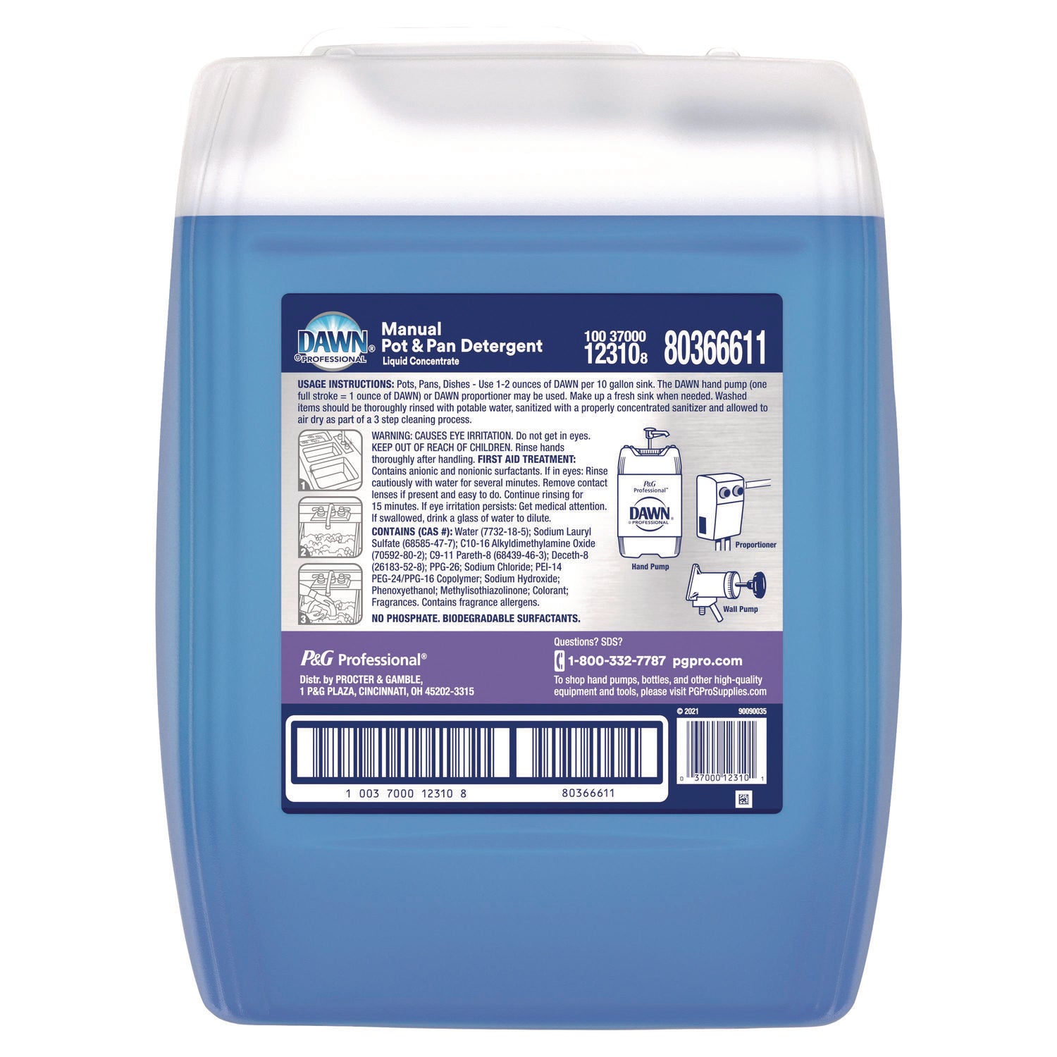 Professional Manual Pot and Pan Dish Detergent, Original Scent, 5 gal Bottle, 34/Pallet - 2