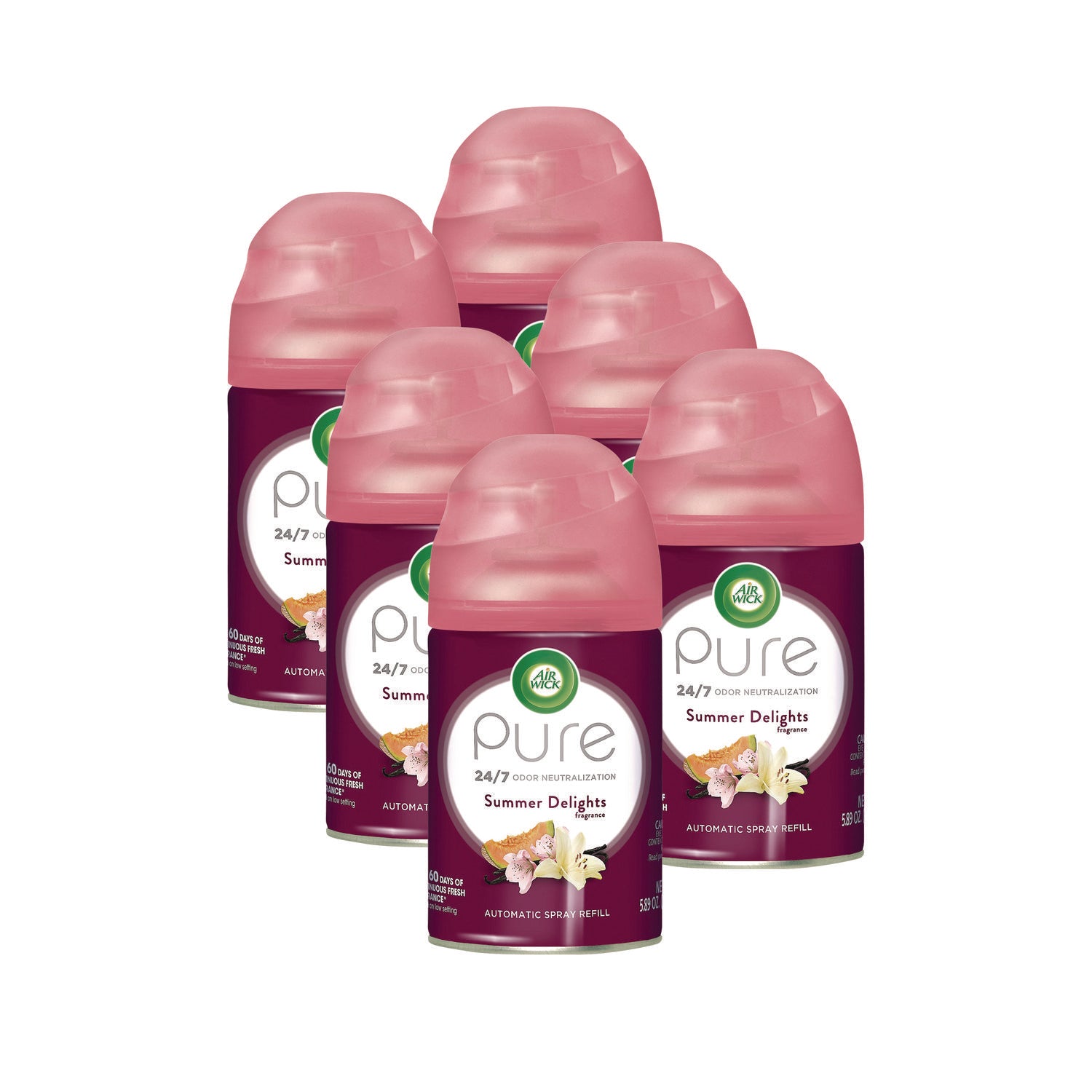 Freshmatic Life Scents Ultra Refill, Summer Delights, 5.89 oz Aerosol Spray, 6/Carton - 1