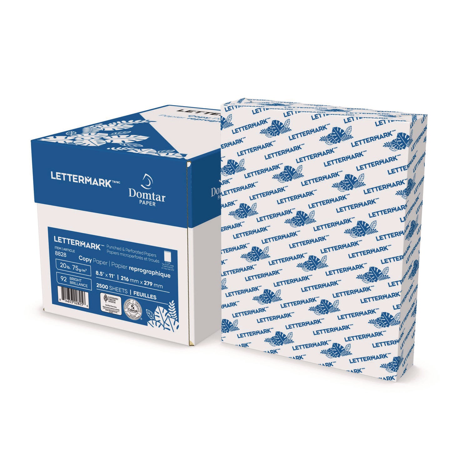 Custom Cut-Sheet Copy Paper, 92 Bright, 5-Hole (5/16") Top Punched, 20 lb Bond Weight, 8.5 x 11, White, 500/Ream - 1