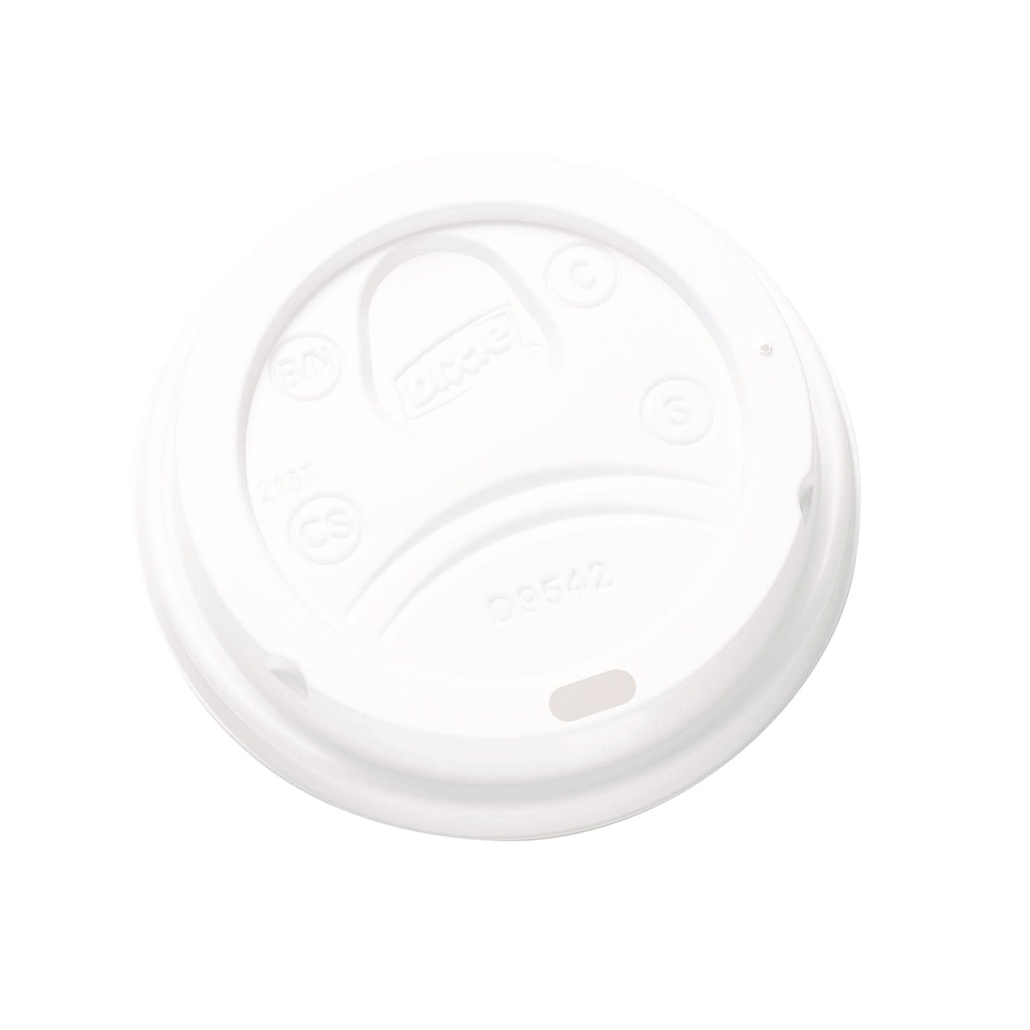 Dome Drink-Thru Lids, Fits 10 oz to 20 oz Dixie Paper Hot Cups, White, 100/Pack - 1
