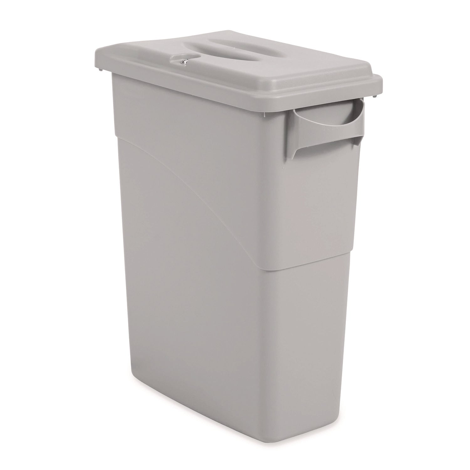 Slim Jim Confidential Document Waste Receptacle with Lid, 23 gal, Light Gray - 2