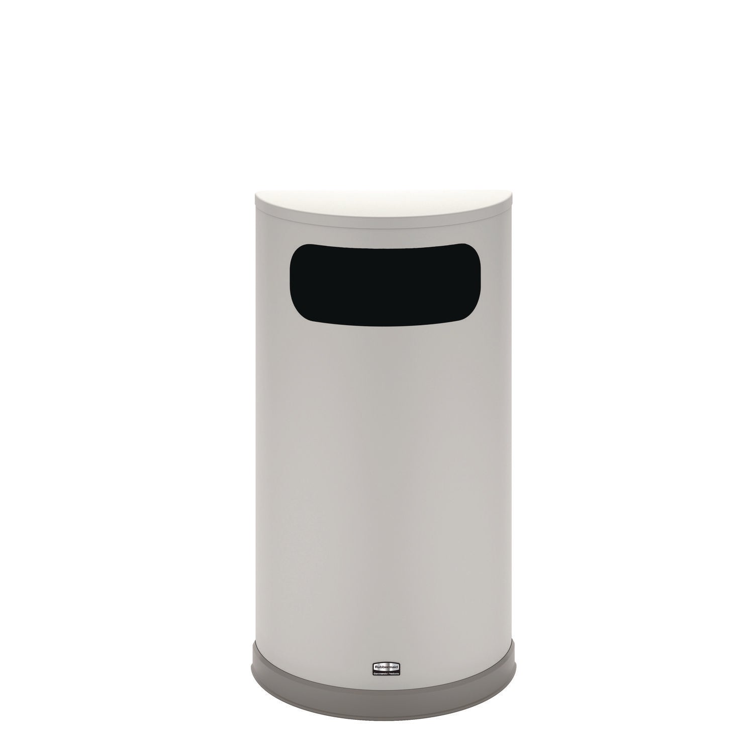 European and Metallic Series Half-Round Waste Receptacle, 9 gal, Steel, Satin Stainless - 1