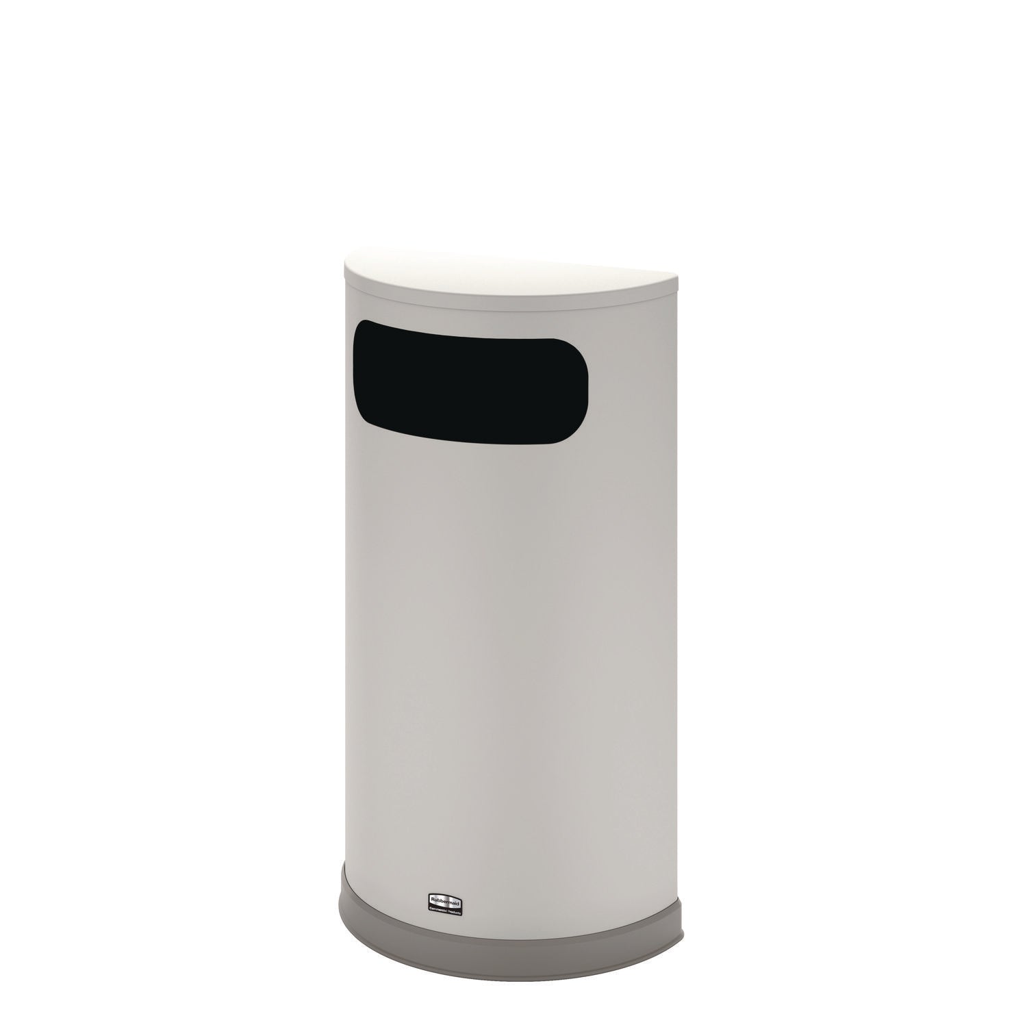 European and Metallic Series Half-Round Waste Receptacle, 9 gal, Steel, Satin Stainless - 2