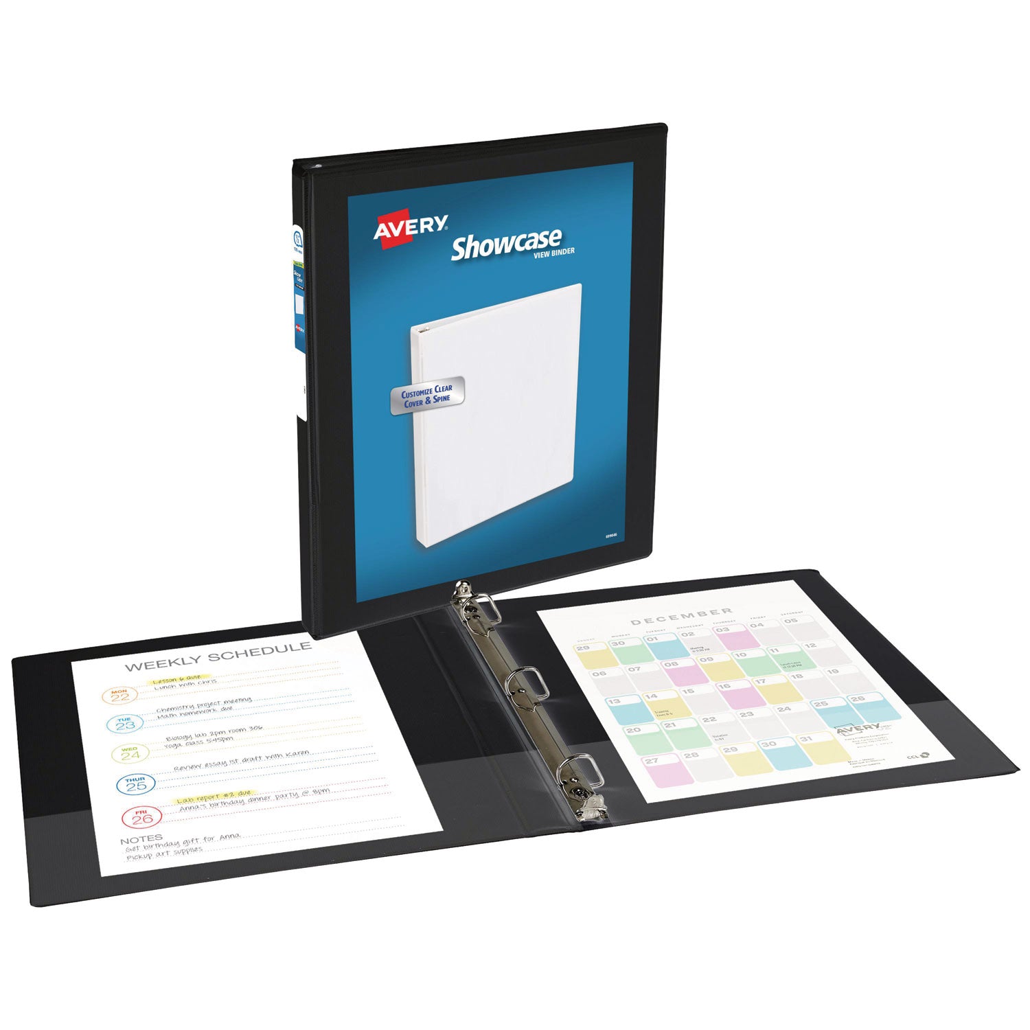 Showcase Economy View Binder with Round Rings, 3 Rings, 0.5" Capacity, 11 x 8.5, Black - 2