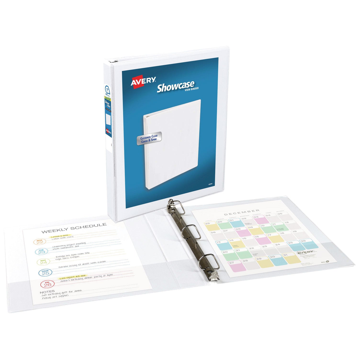 Showcase Economy View Binder with Round Rings, 3 Rings, 1" Capacity, 11 x 8.5, White - 2