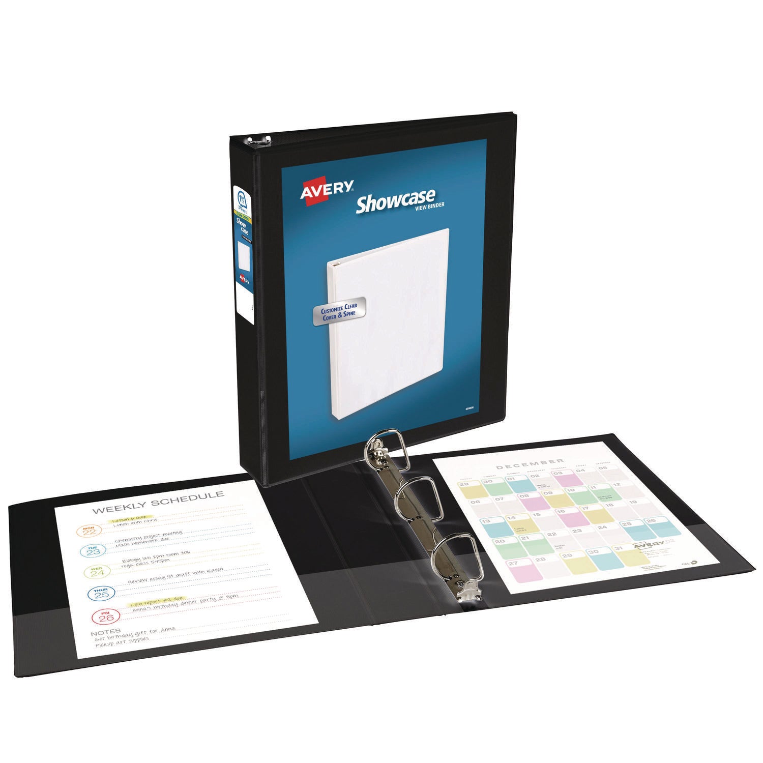 Showcase Economy View Binder with Round Rings, 3 Rings, 1.5" Capacity, 11 x 8.5, Black - 2
