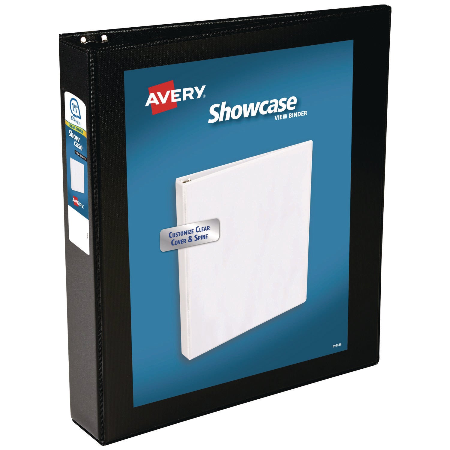 Showcase Economy View Binder with Round Rings, 3 Rings, 1.5" Capacity, 11 x 8.5, Black - 1