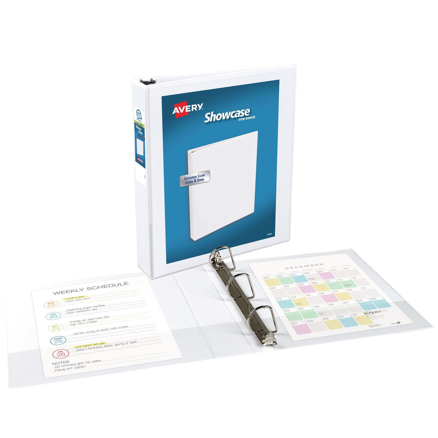 Showcase Economy View Binder with Round Rings, 3 Rings, 1.5" Capacity, 11 x 8.5, White - 2