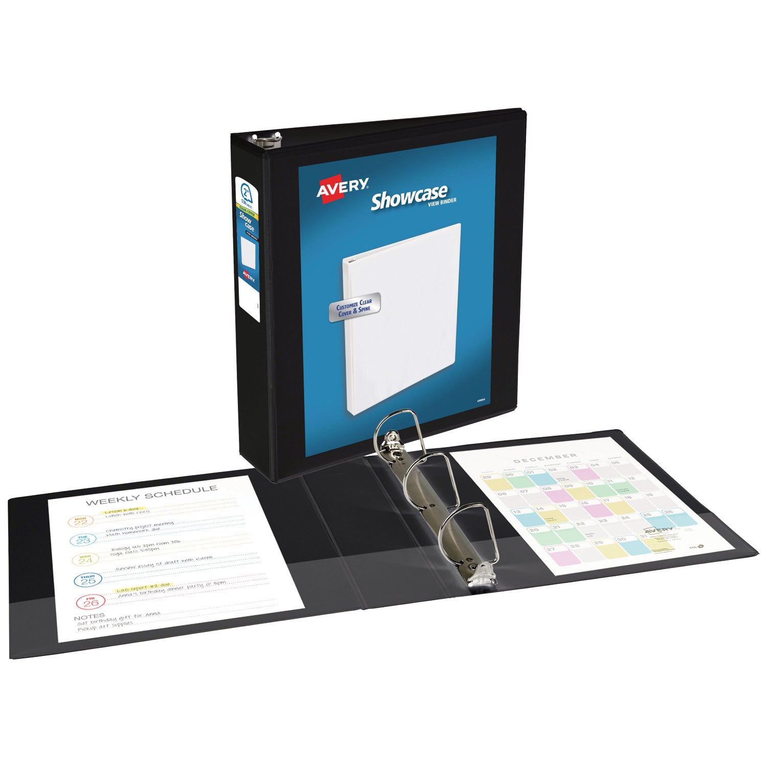 Showcase Economy View Binder with Round Rings, 3 Rings, 2" Capacity, 11 x 8.5, Black - 2