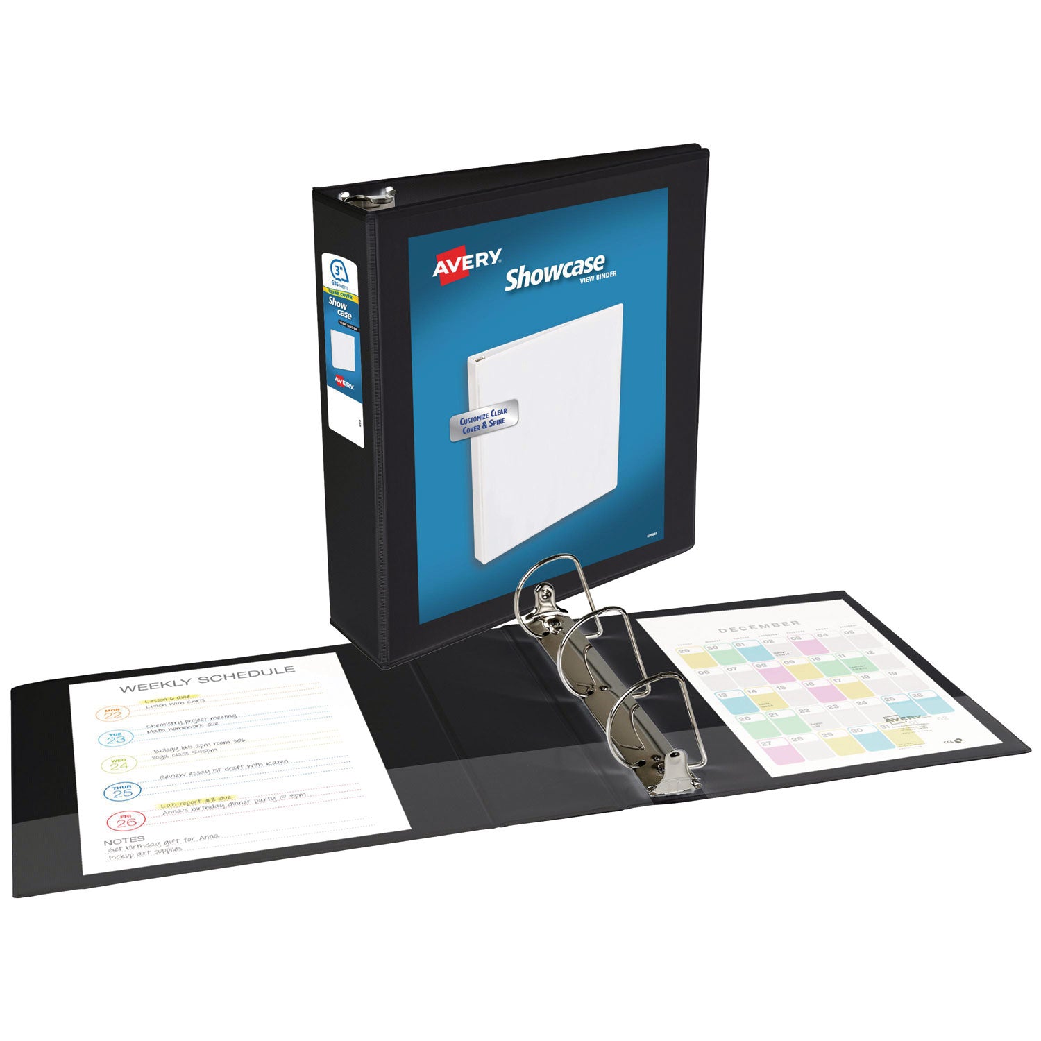 Showcase Economy View Binder with Round Rings, 3 Rings, 3" Capacity, 11 x 8.5, Black - 2