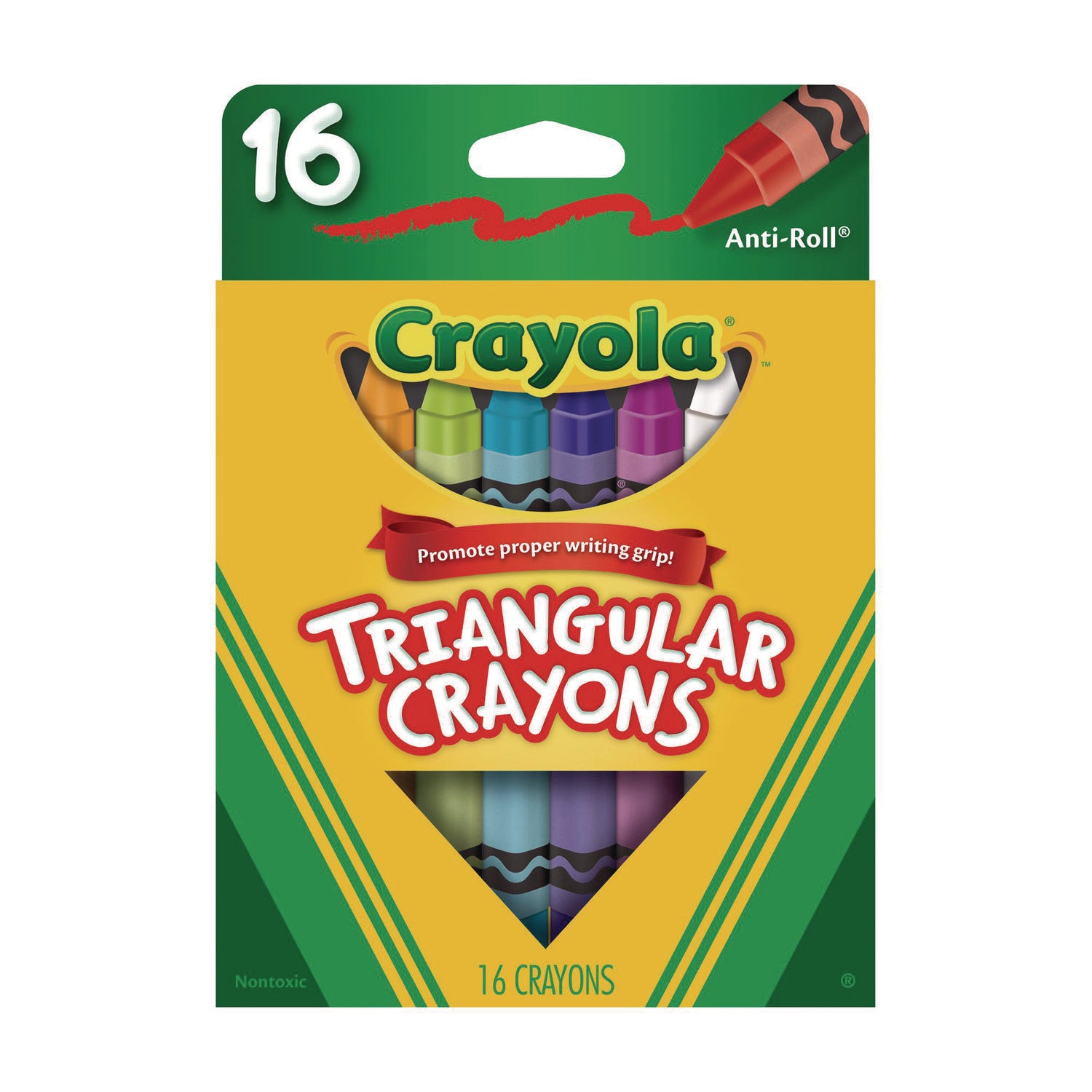 Crayola Triangular Anti-roll Crayons - Assorted - 16 / Box - 1