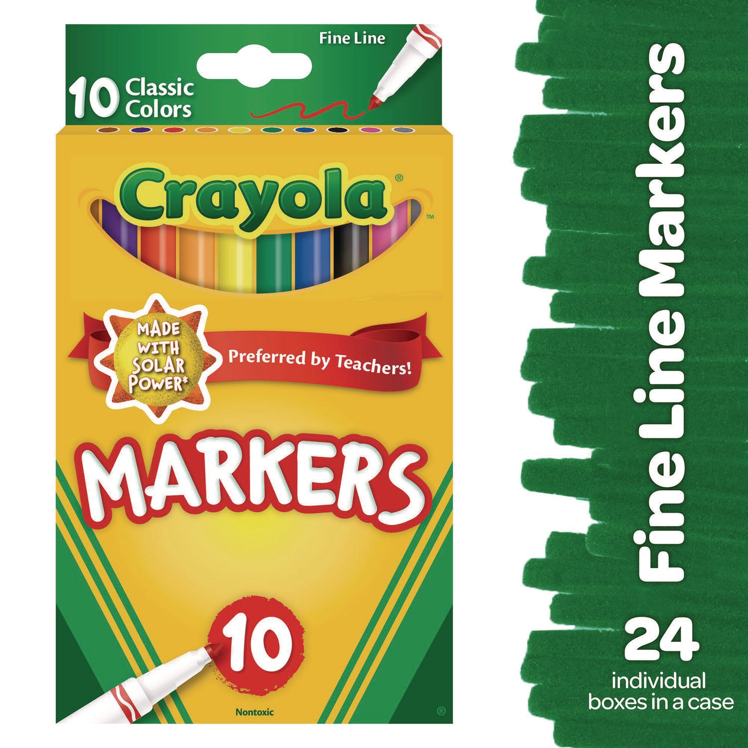 NON-WASHABLE MARKER, FINE BULLET TIP, ASSORTED CLASSIC COLORS, 10/PACK - 2