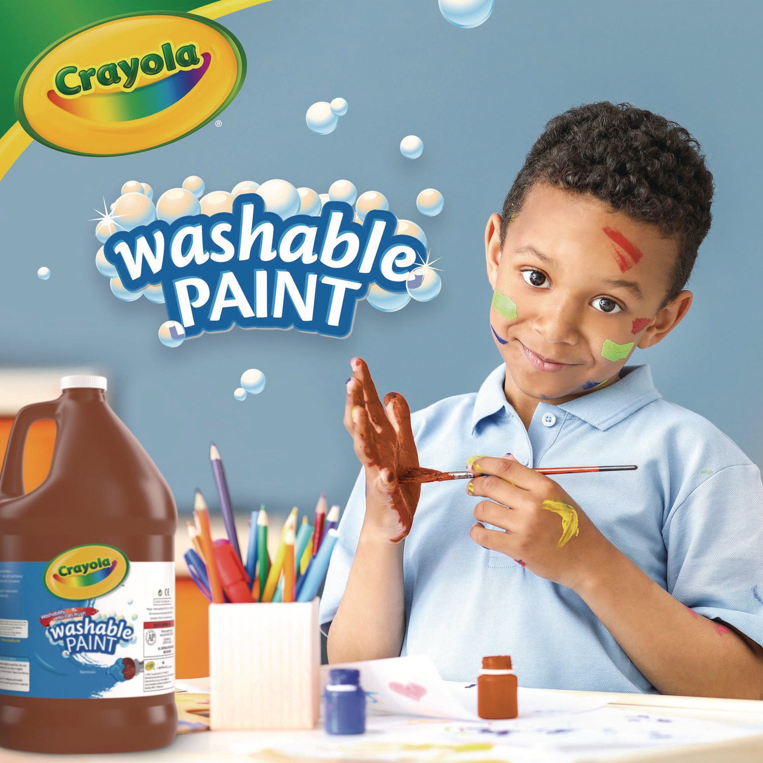 Washable Paint, Brown, 1 gal Bottle - 2
