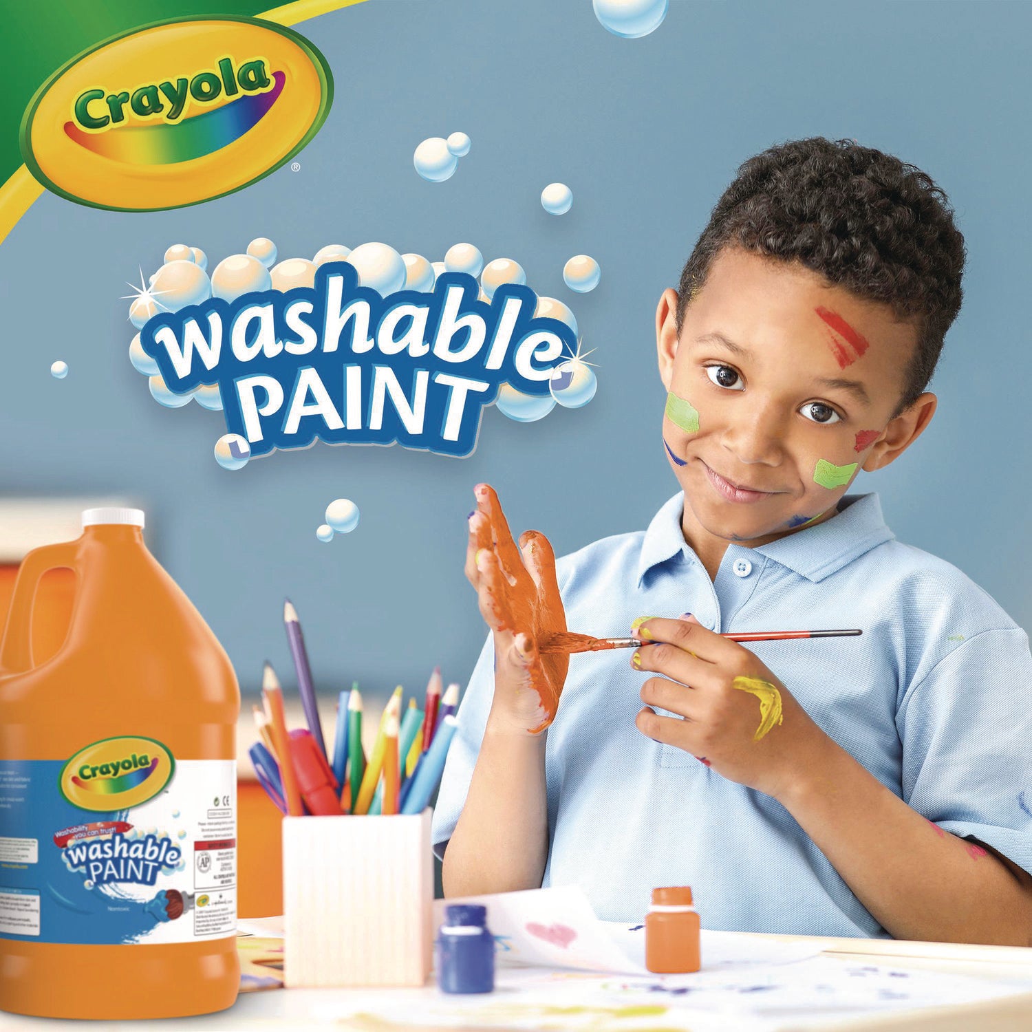 Washable Paint, Orange, 1 gal Bottle - 2