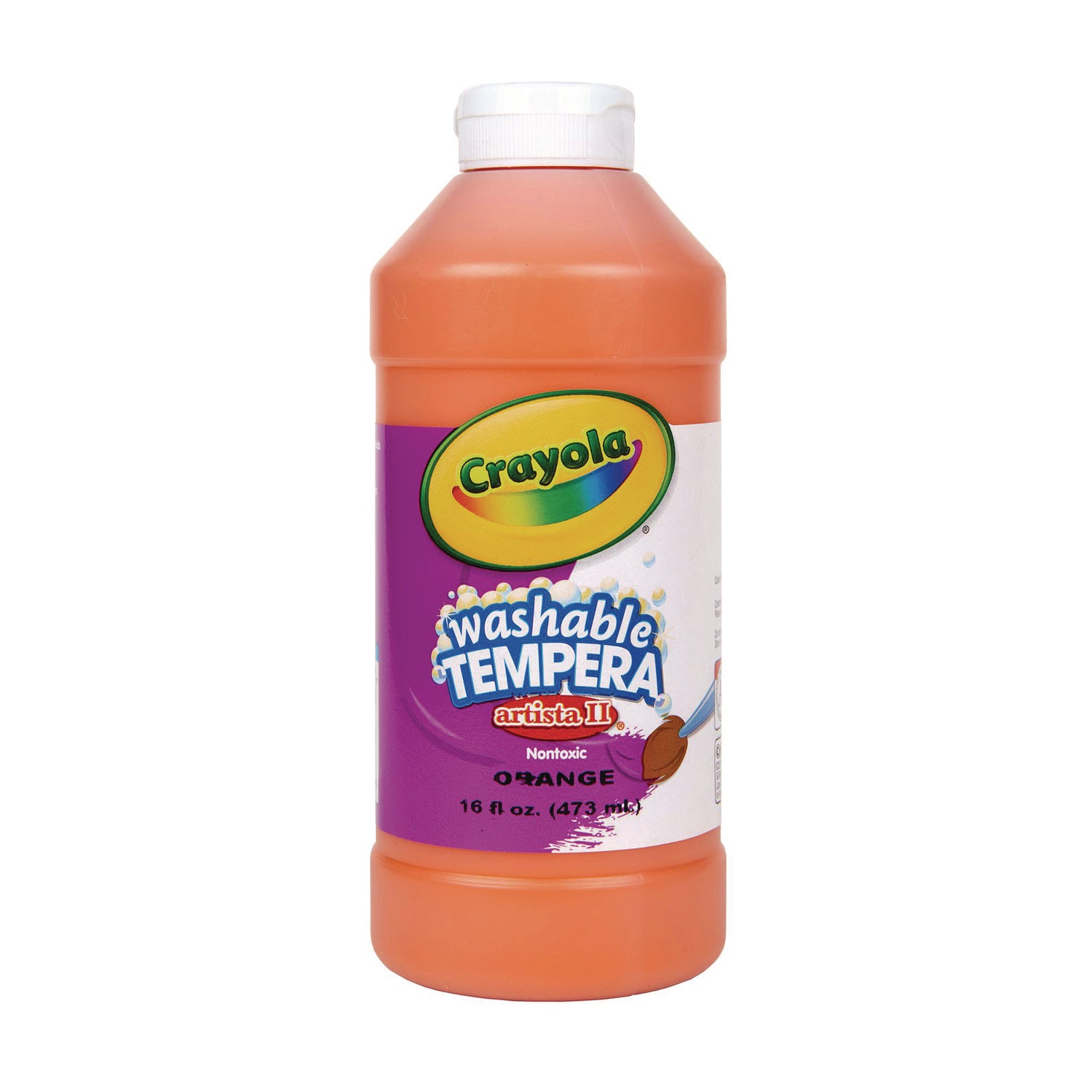 Artista II Washable Tempera Paint, Orange, 16 oz Bottle - 1