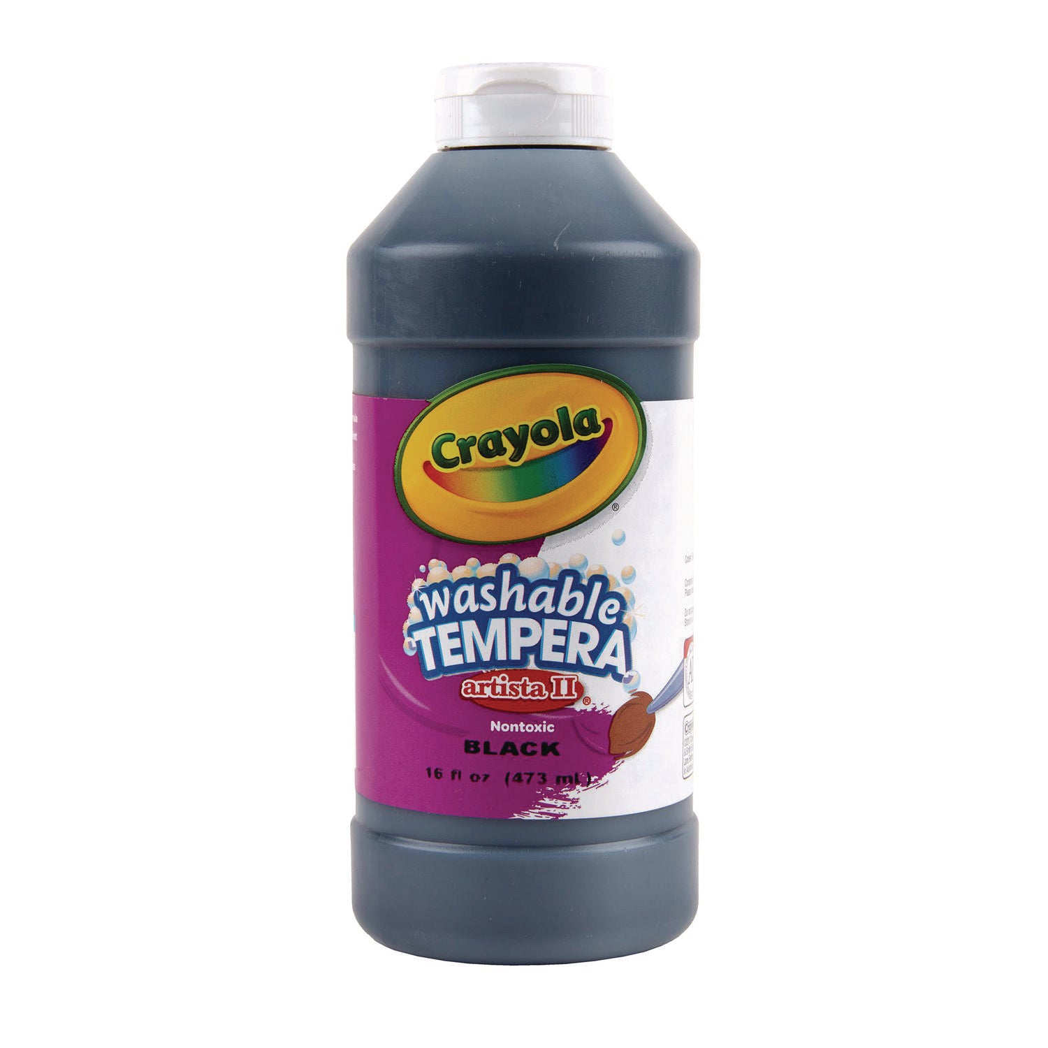 Artista II Washable Tempera Paint, Black, 16 oz Bottle - 1