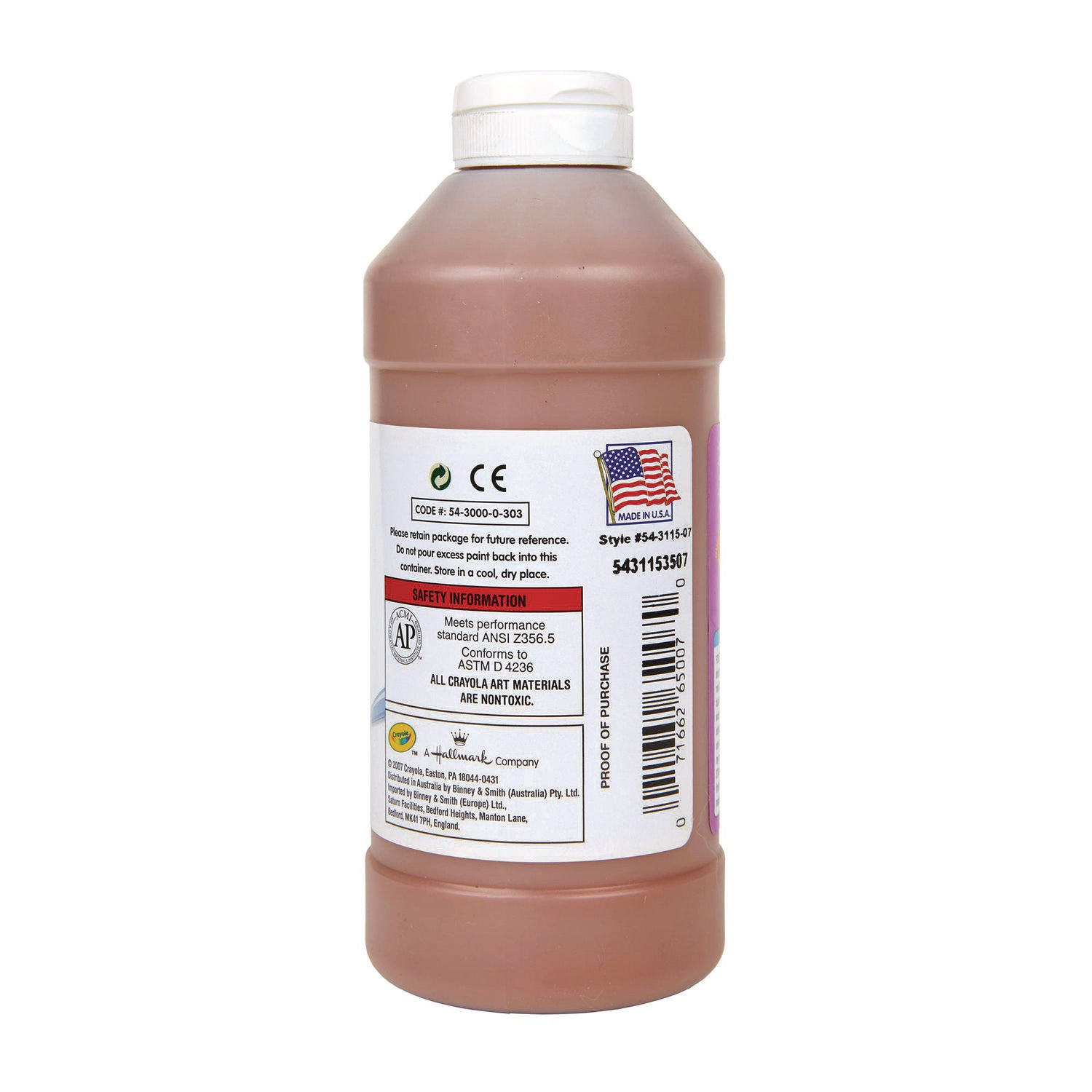 Artista II Washable Tempera Paint, Brown, 16 oz Bottle - 2