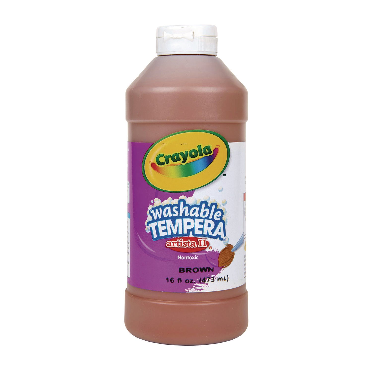 Artista II Washable Tempera Paint, Brown, 16 oz Bottle - 1