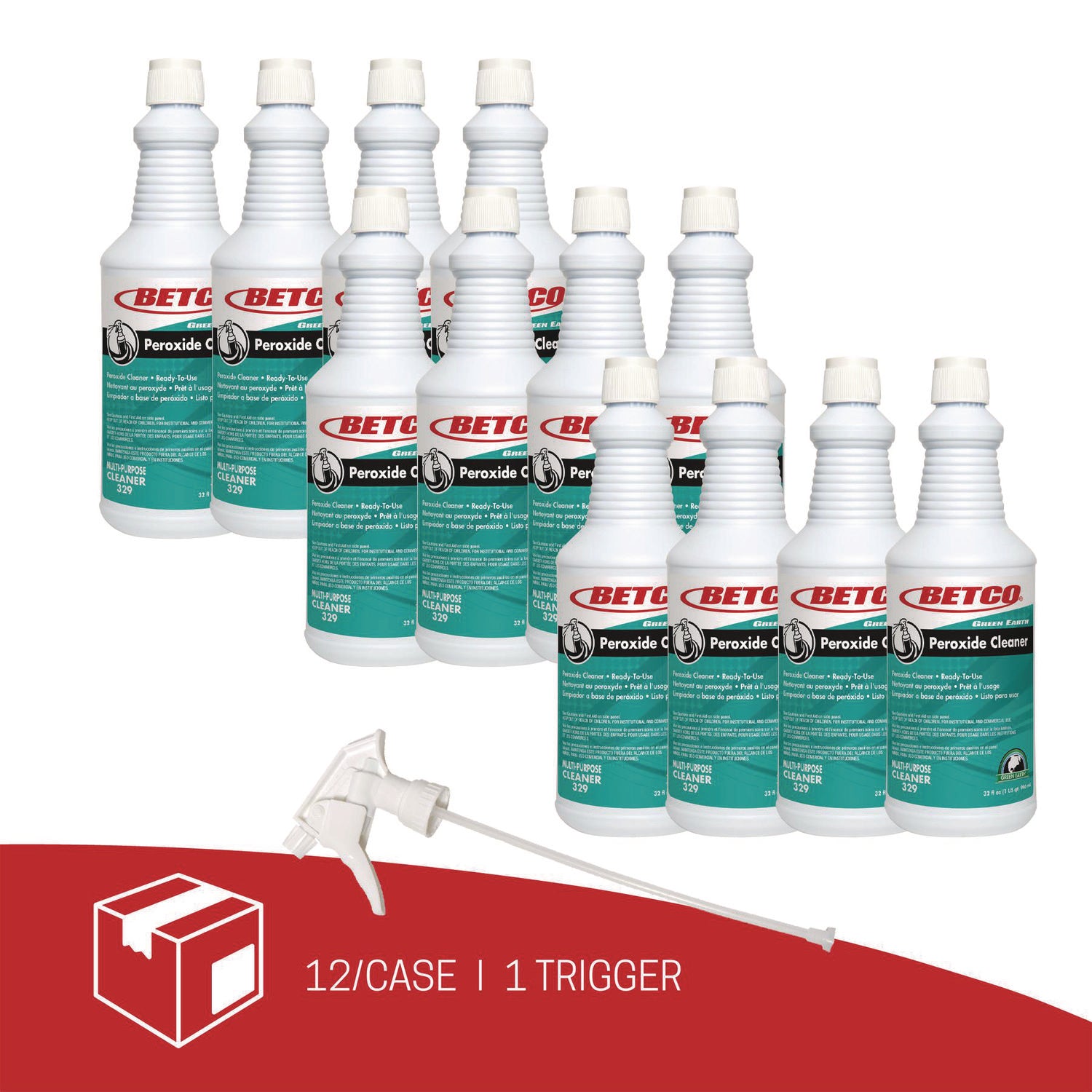 Green Earth Ready To Use Multi Purpose Cleaner - For Floor, Shower, Glass, Tile, Grout, Bathroom - 32 oz (2 lb) - Mint ScentBottle - 12 / Carton - Non-corrosive, Deodorize - Clear - 1