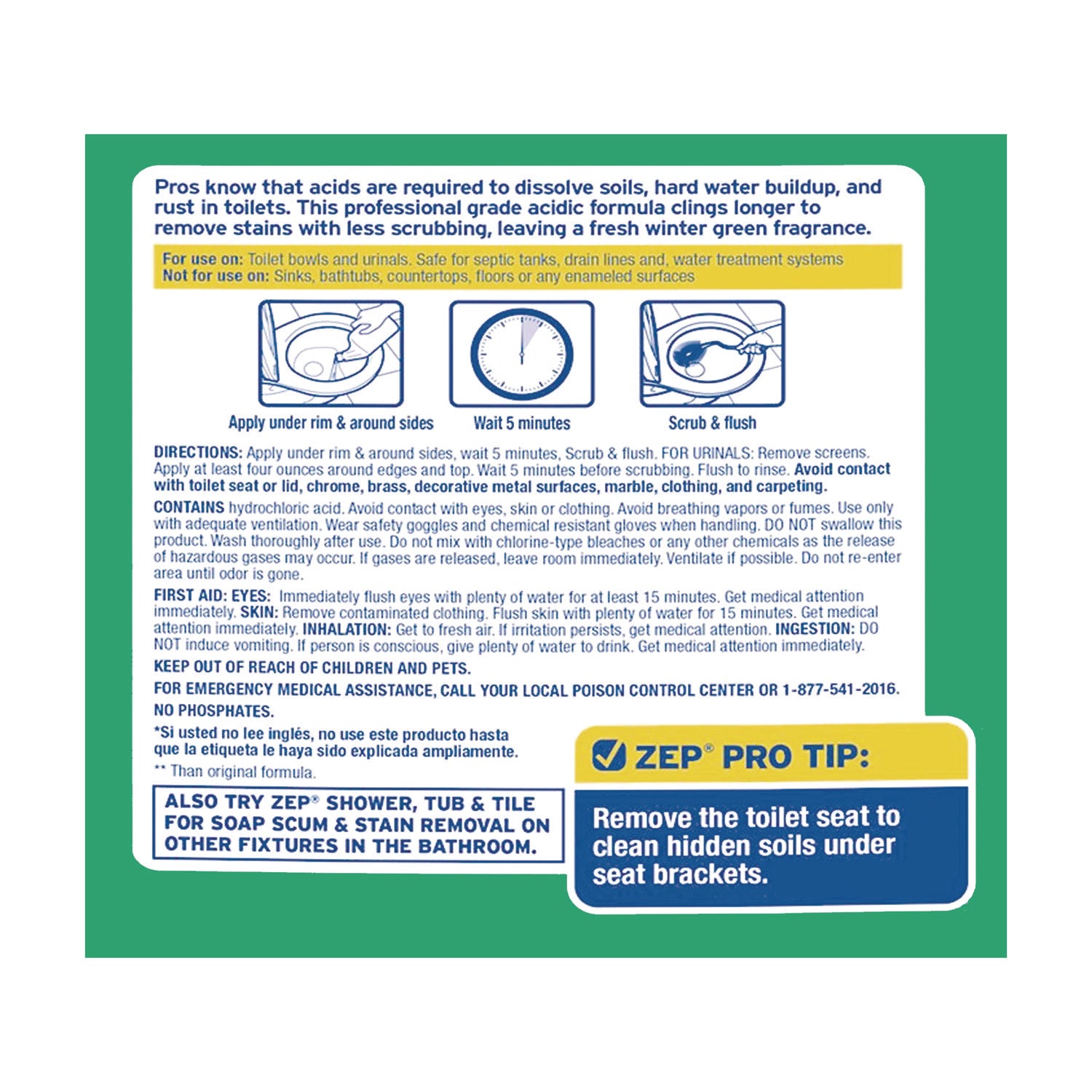 Acidic Toilet Bowl Cleaner, Mint, 32 oz Bottle - 2