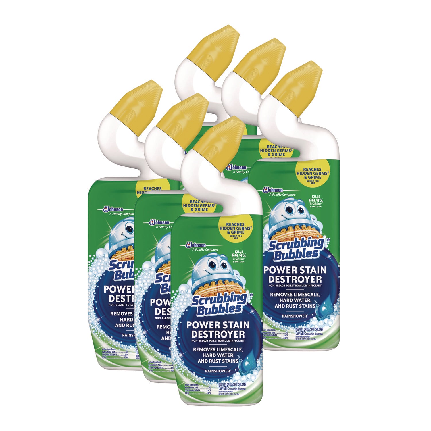 Power Stain Destroyer Toilet Bowl Disinfectant, Rainshower Scent, 24 oz Bottle, 6/Carton - 1