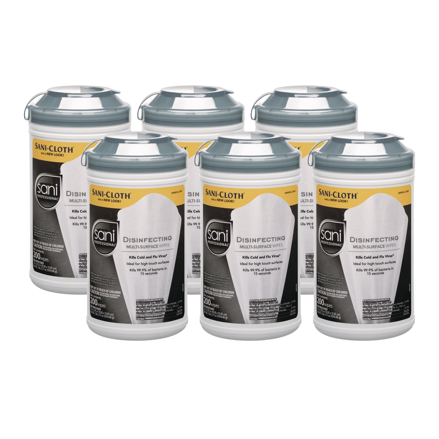Disinfecting Multi-Surface Wipes, 7.5 x 5.38, White, 200/Canister, 6 Canisters/Carton - 1