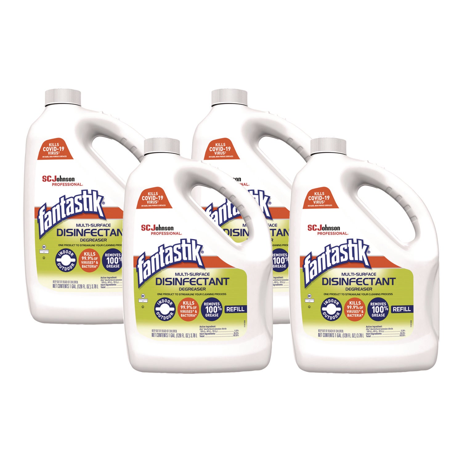 Multi-Surface Disinfectant Degreaser, Pleasant Scent, 1 Gallon Bottle, 4/Carton - 1