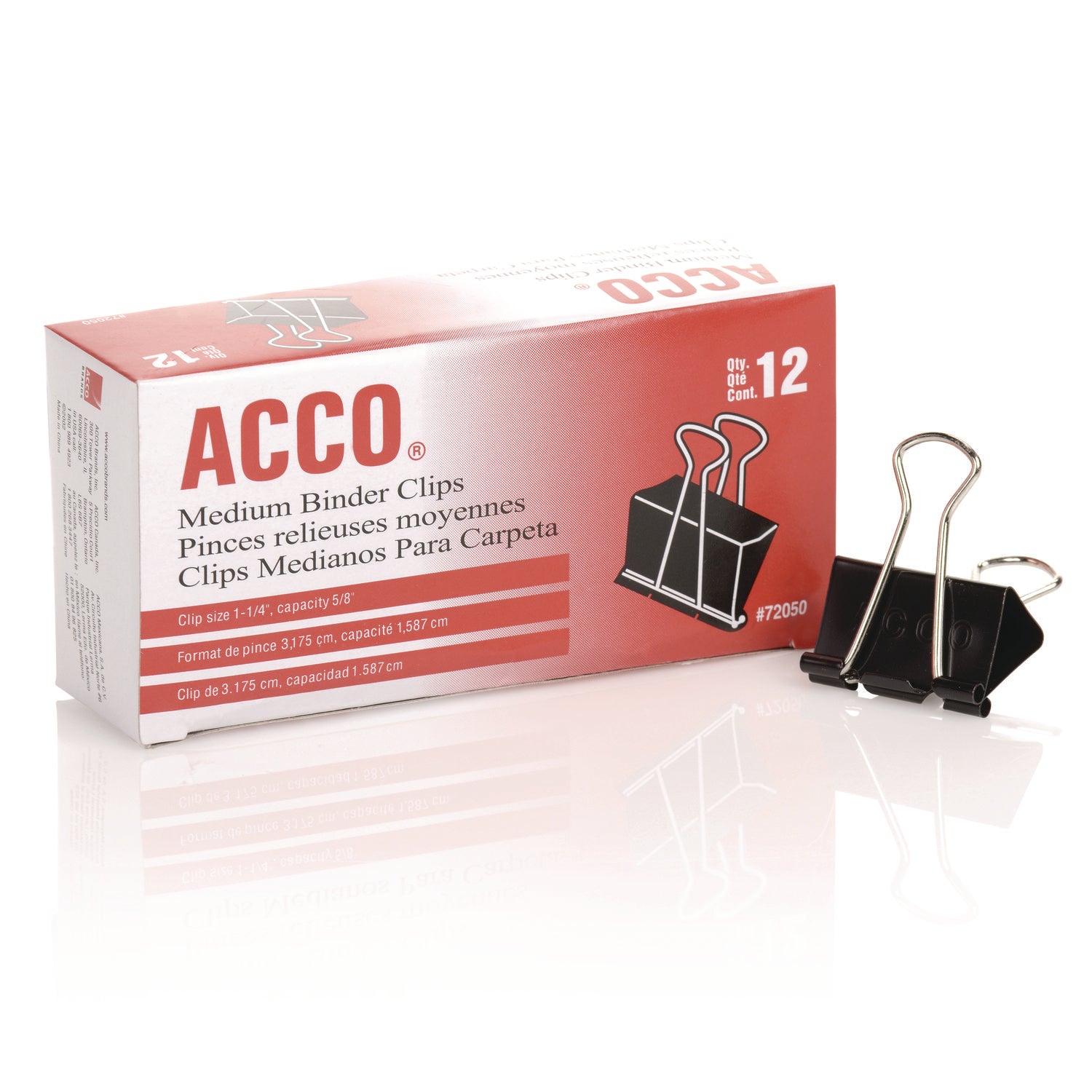Binder Clips, Medium, Black/Silver, Dozen - 1