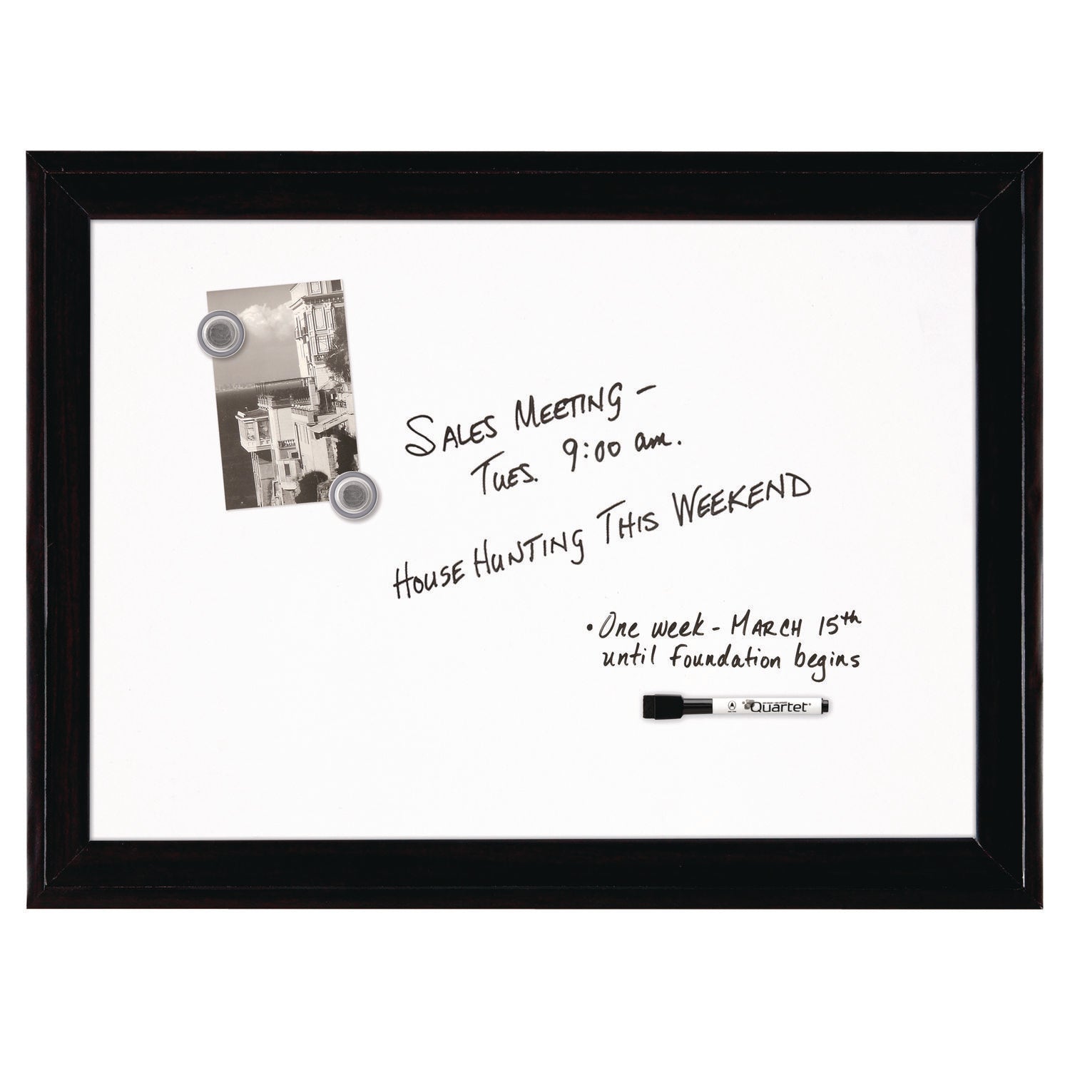 Home Decor Magnetic Dry Erase Board, 23 x 17, White Surface, Black Wood Frame - 2