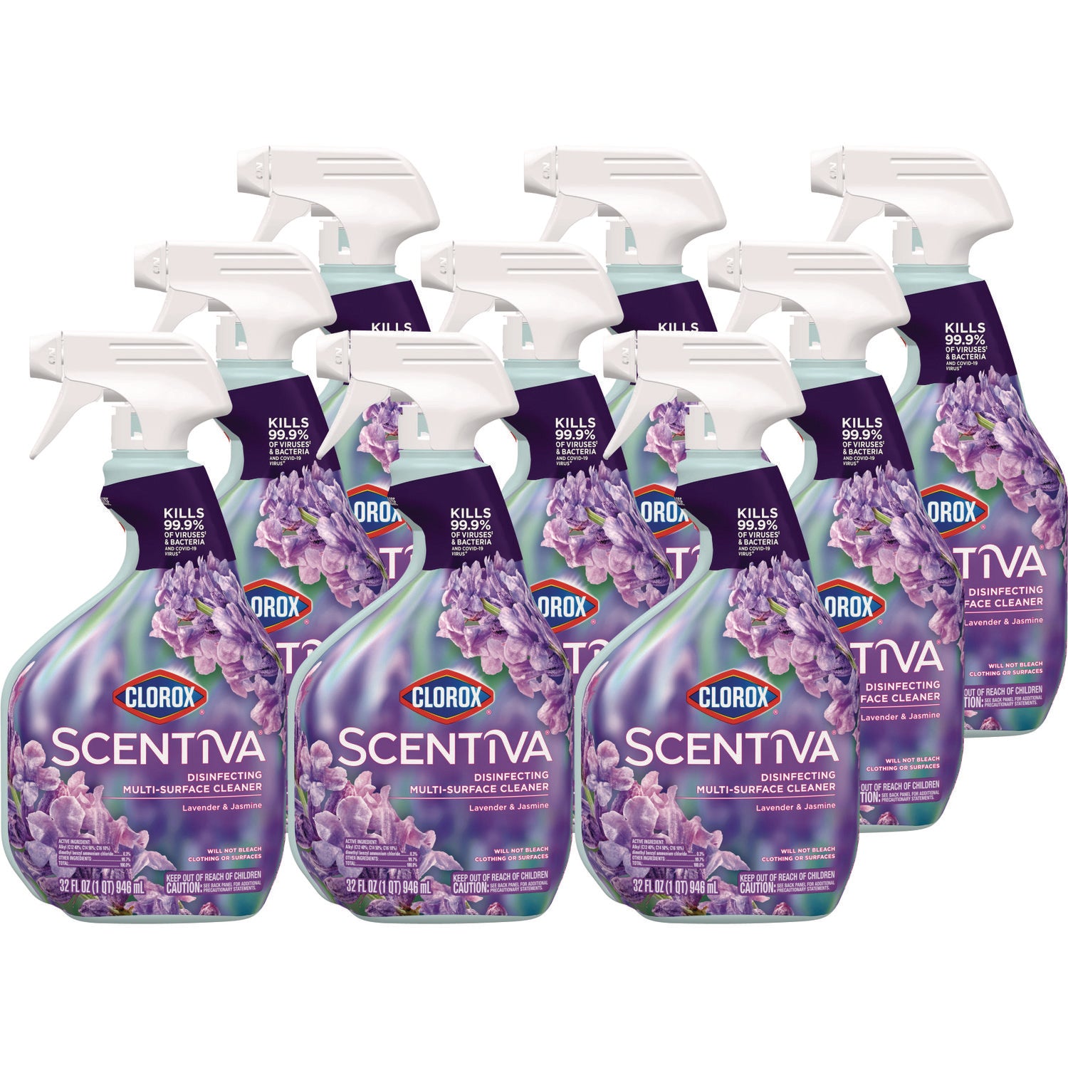 Scentiva Multi Surface Cleaner, Tuscan Lavender and Jasmine, 32 oz, 9/Carton - 1