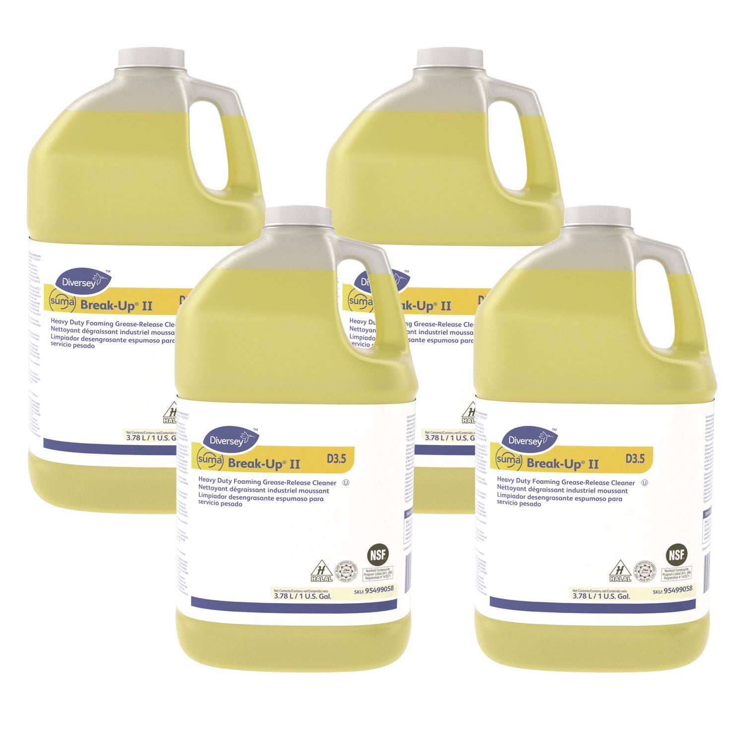 Suma Break-Up II D3.5 Heavy-Duty Foaming Grease-Release Cleaner, 128 oz Bottle, 4/Carton - 1