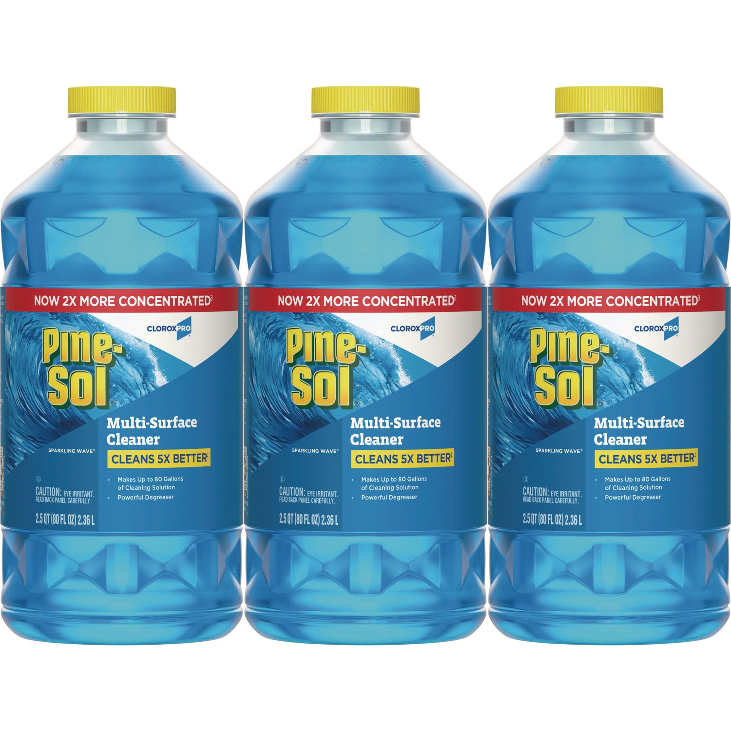 CloroxPro Multi-Surface Cleaner Concentrated, Sparkling Wave Scent, 80 oz Bottle, 3/Carton - 1