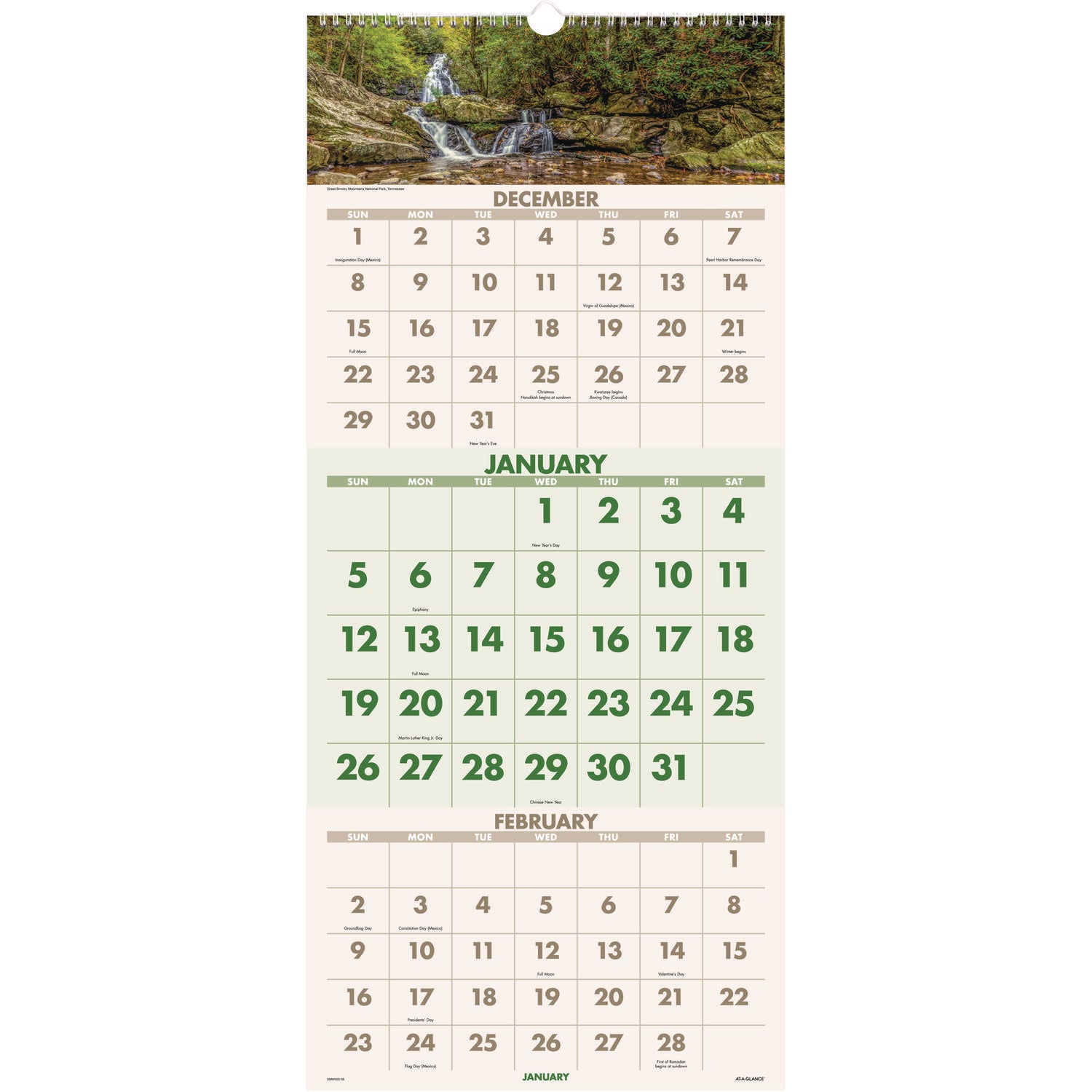 Scenic Three-Month Wall Calendar, Scenic Landscape Photography, 12 x 27, White Sheets, 14-Month (Dec to Jan): 2023 to 2025 - 1