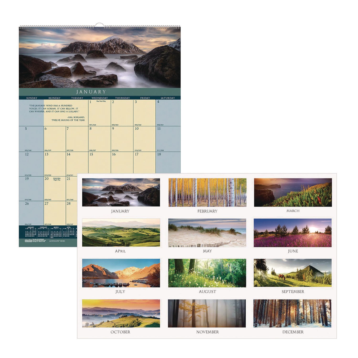 Earthscapes Recycled Monthly Wall Calendar, Color Landscape Photography, 12 x 16.5, White Sheets, 12-Month (Jan-Dec): 2024 - 1